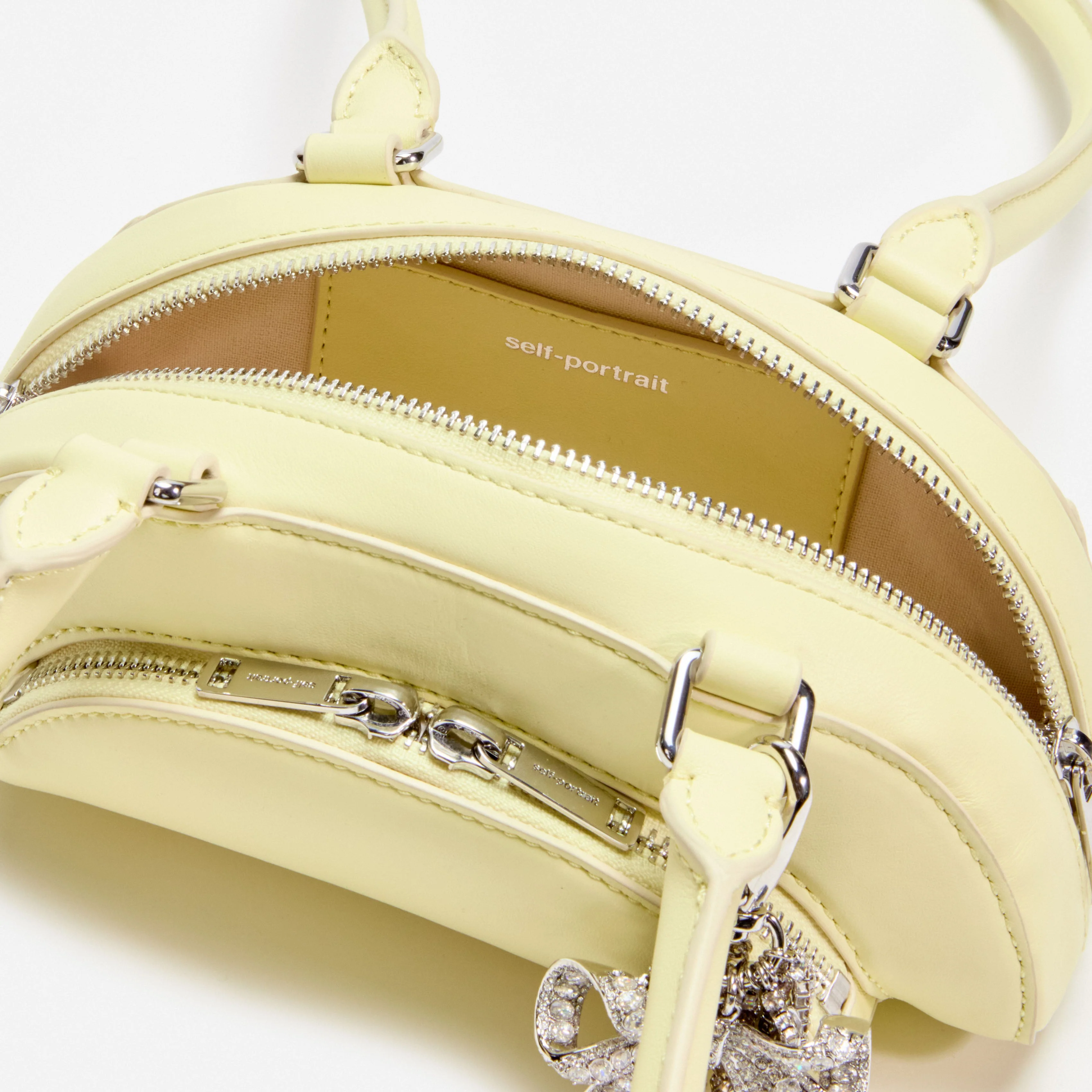 Yellow Leather Mini Shoulder Bag With Charm - Image 4