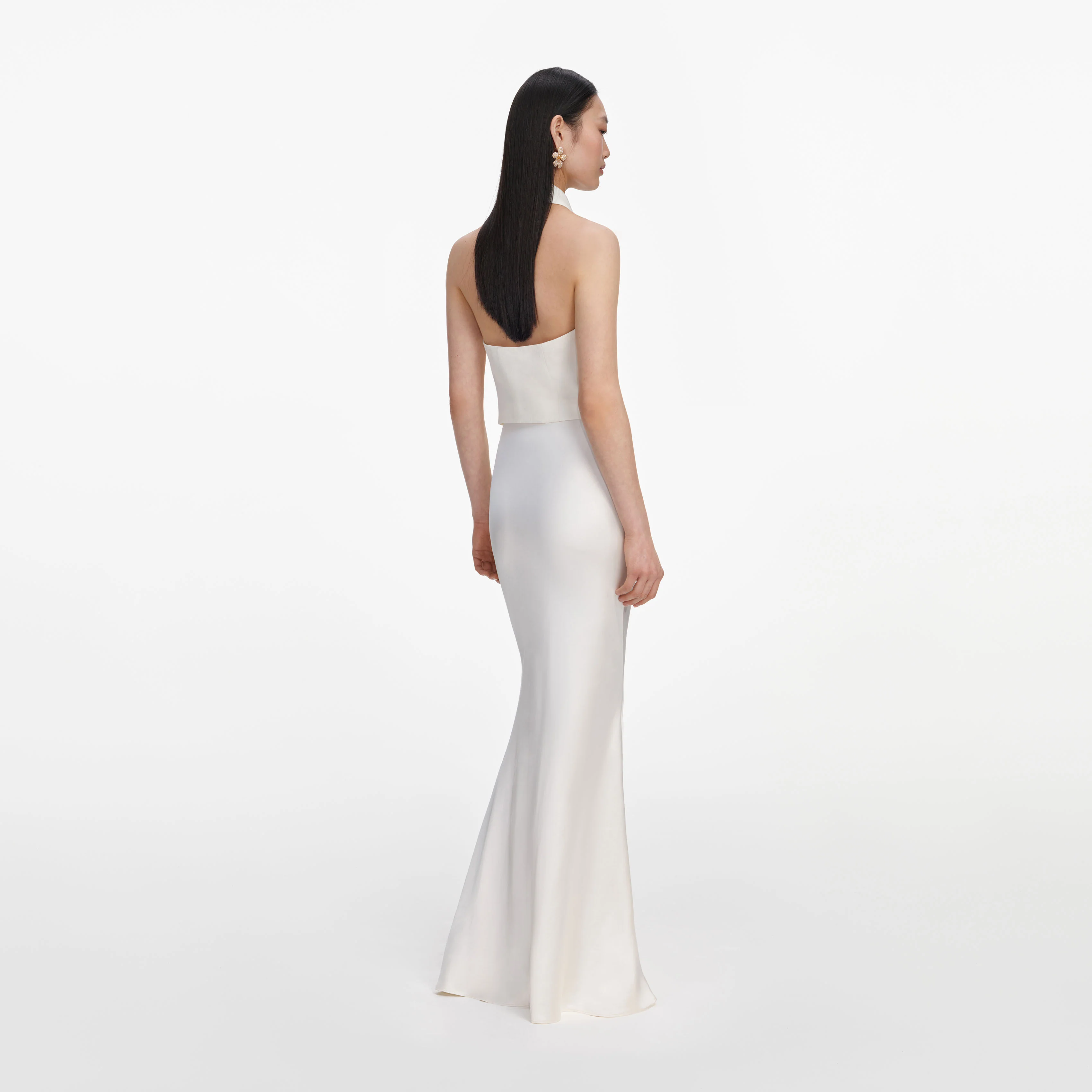 Cream Linen Blend Satin Maxi Dress - Image 3