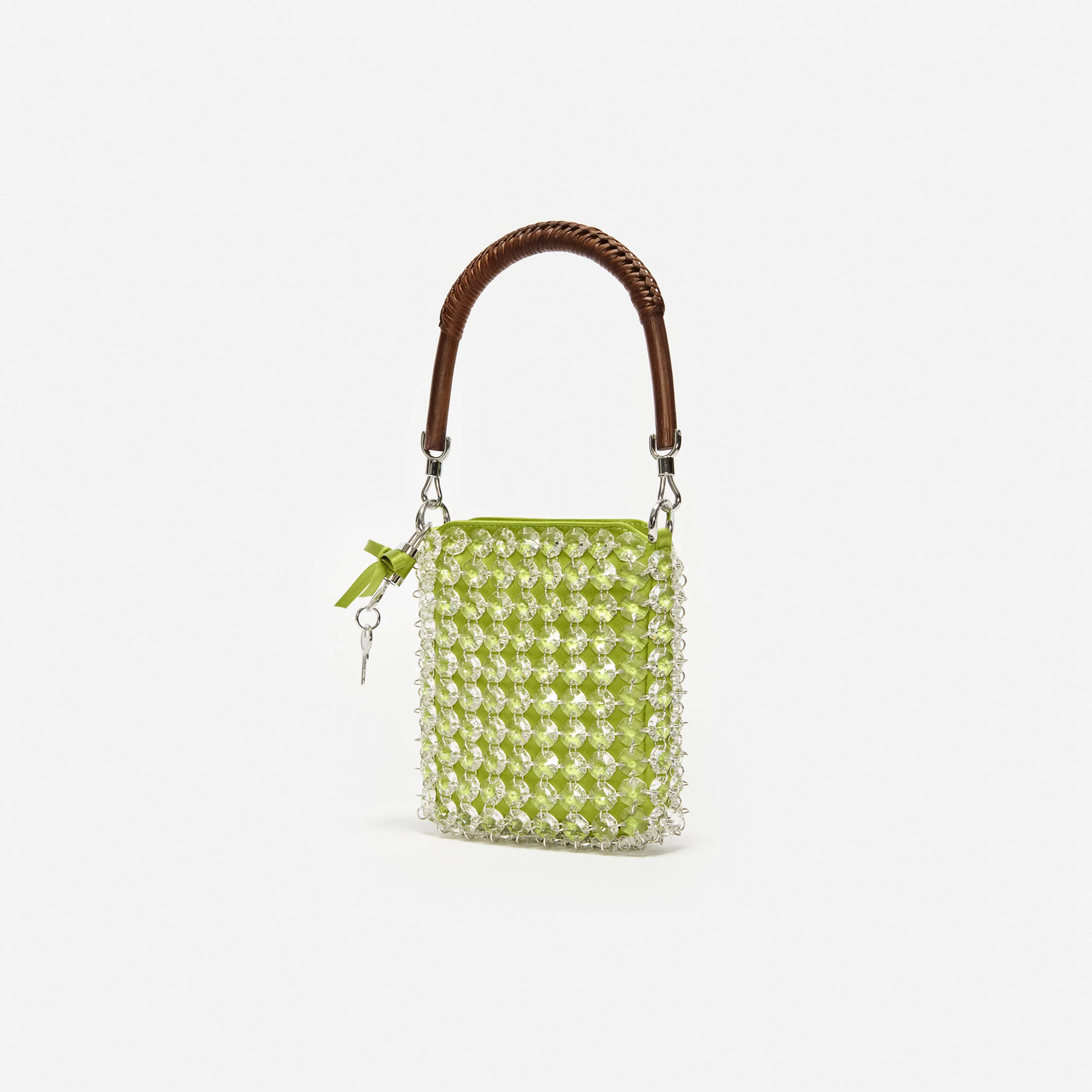 Green Crystal Chain Mini Tote Bag - Image 2