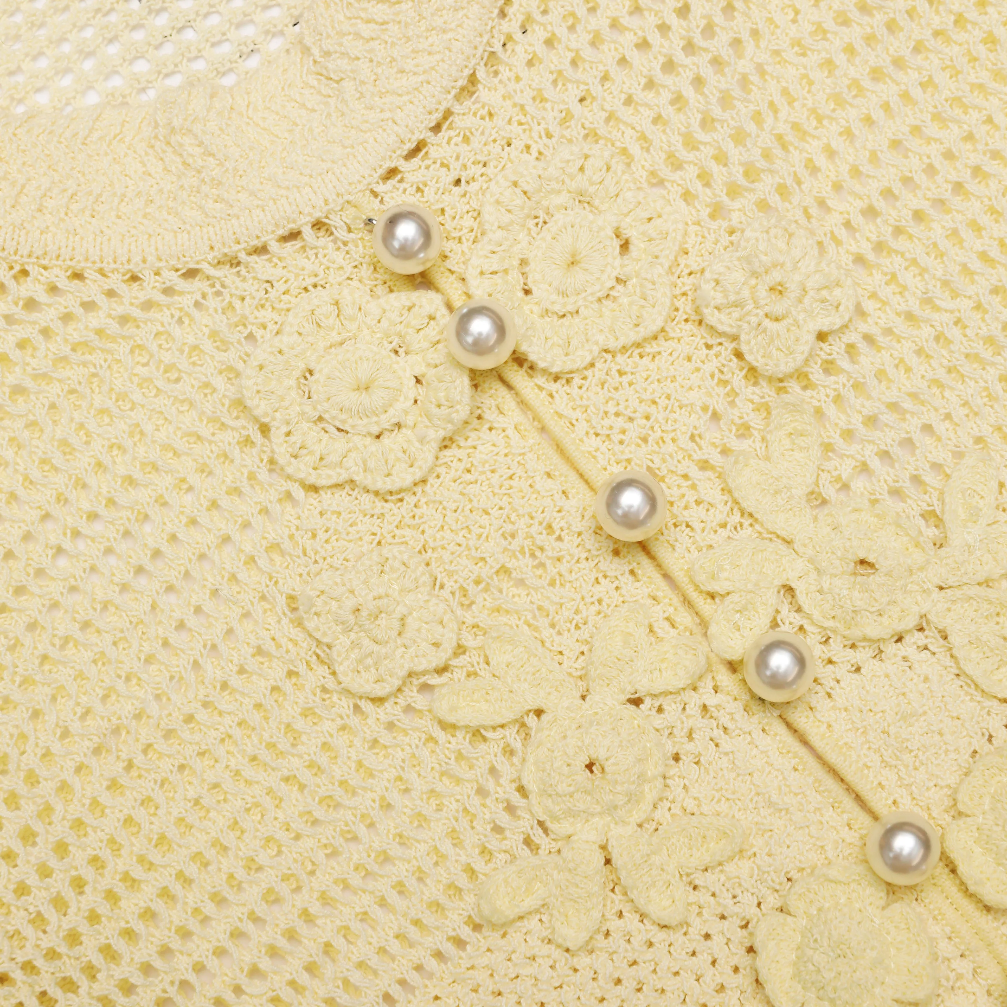 Yellow Floral Crochet Midi Dress - Image 5