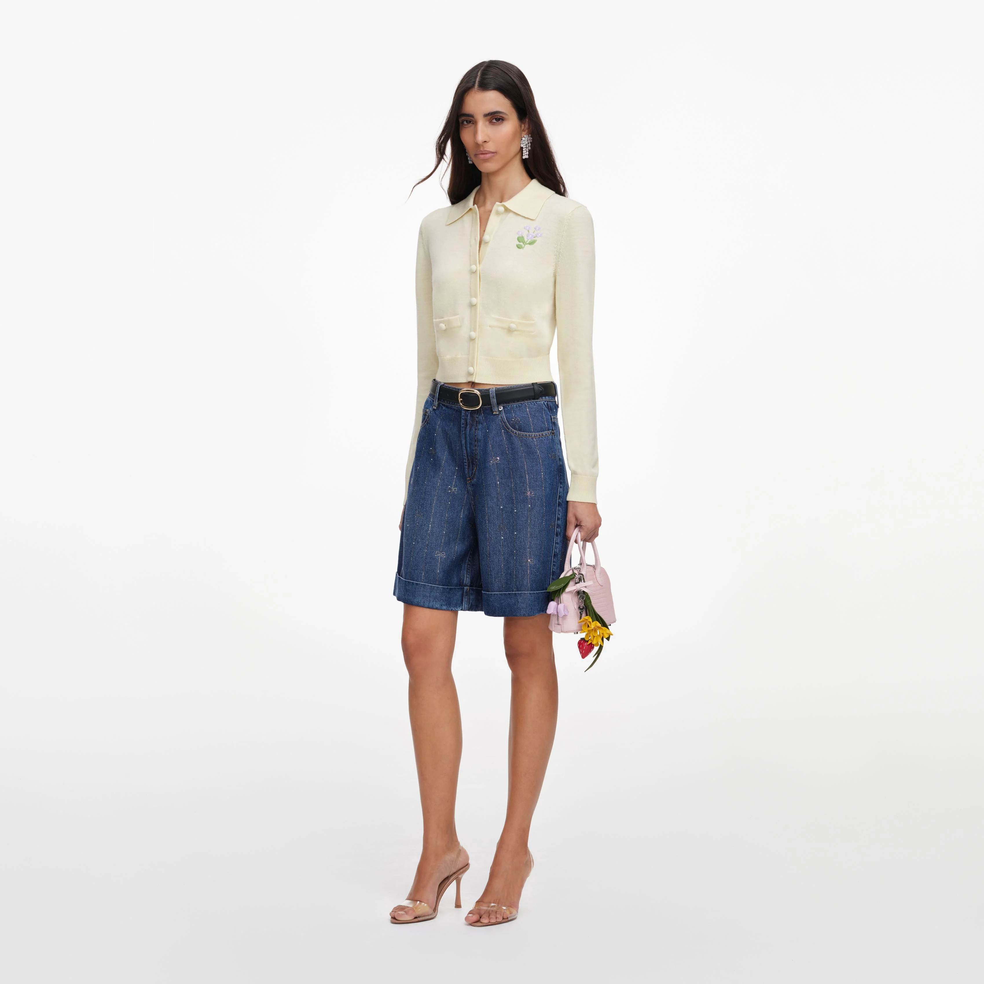 Yellow Flower Embroidered Knit Cardigan - Image 2