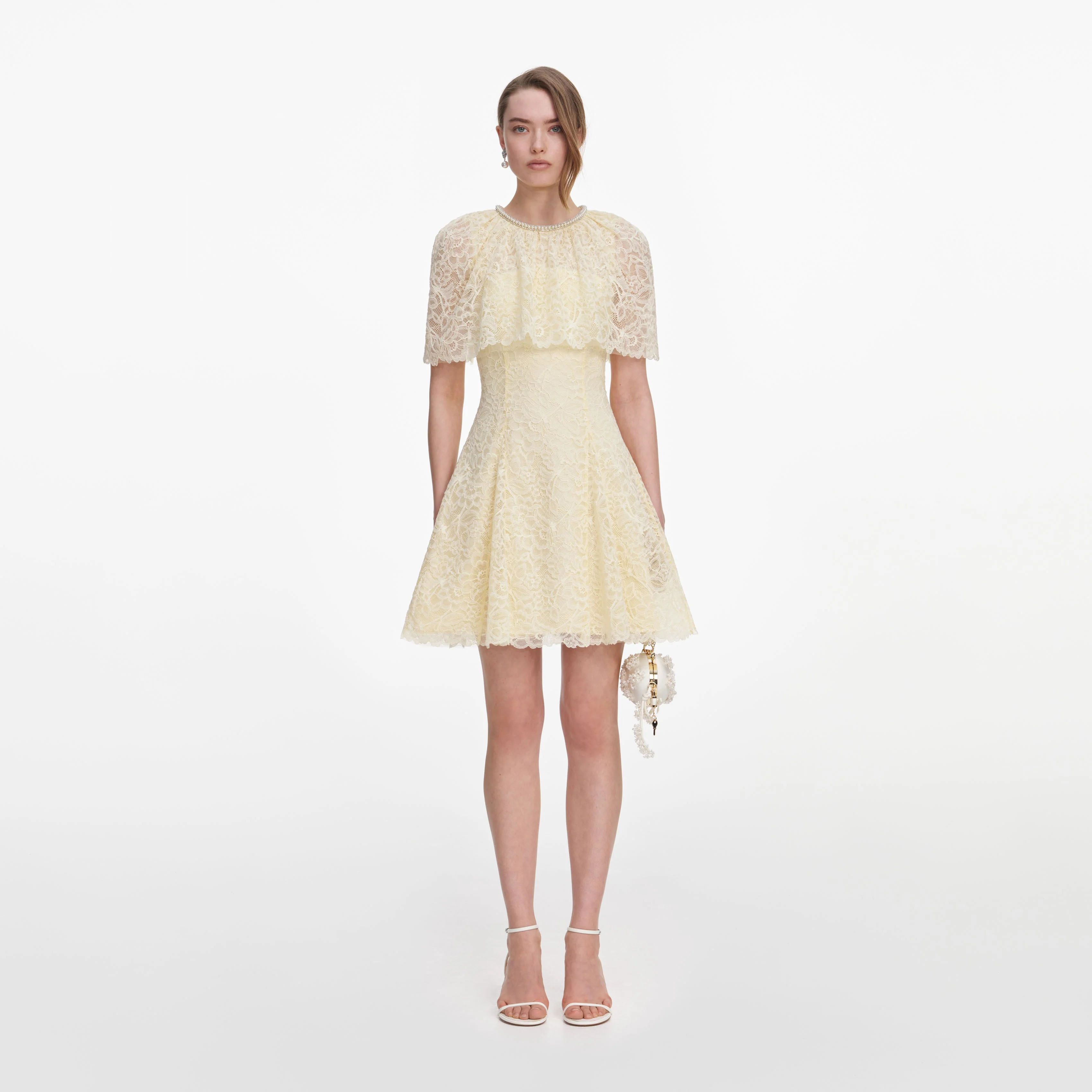 Yellow Lace Cape Mini Dress