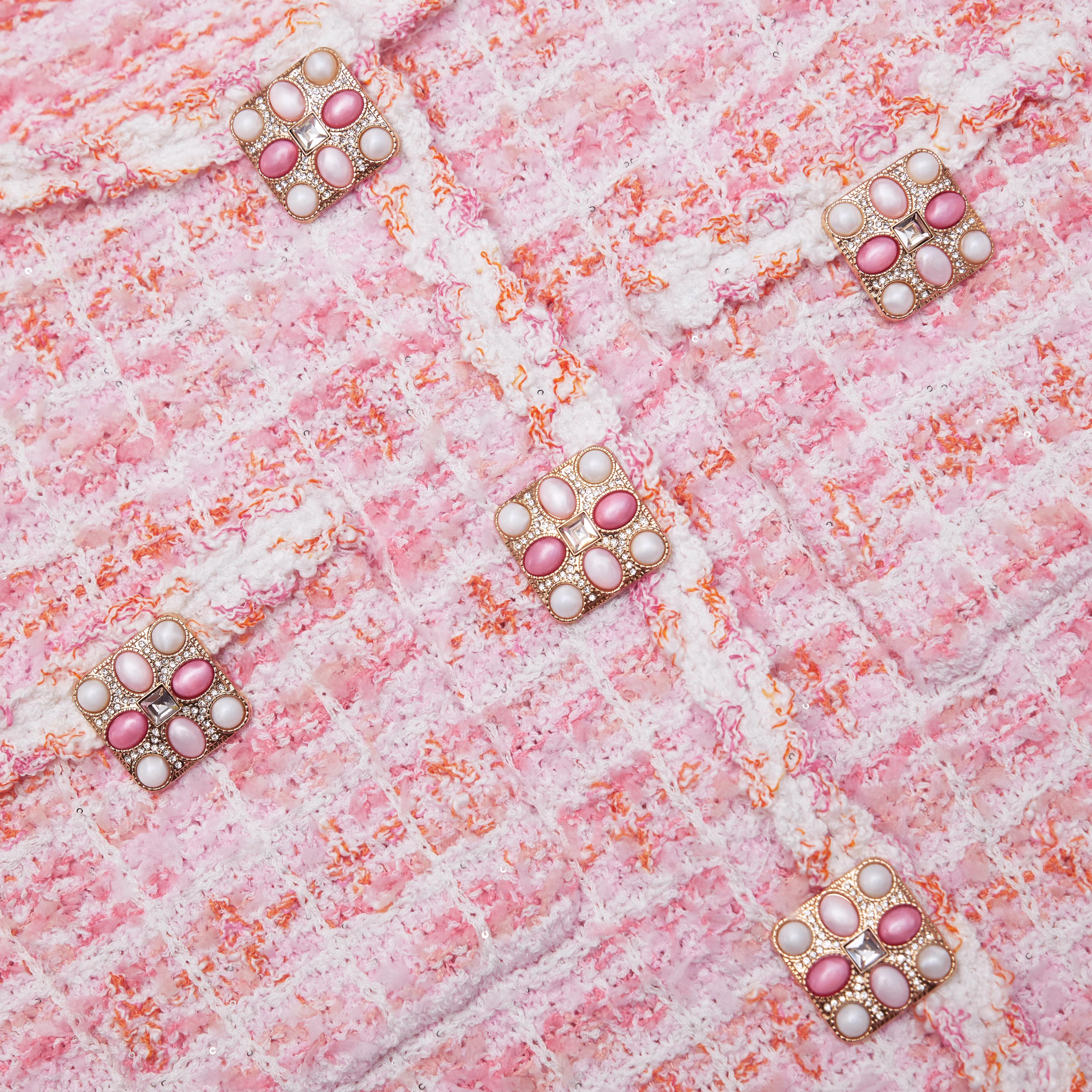 Pink Check Knit Cardigan - Image 5