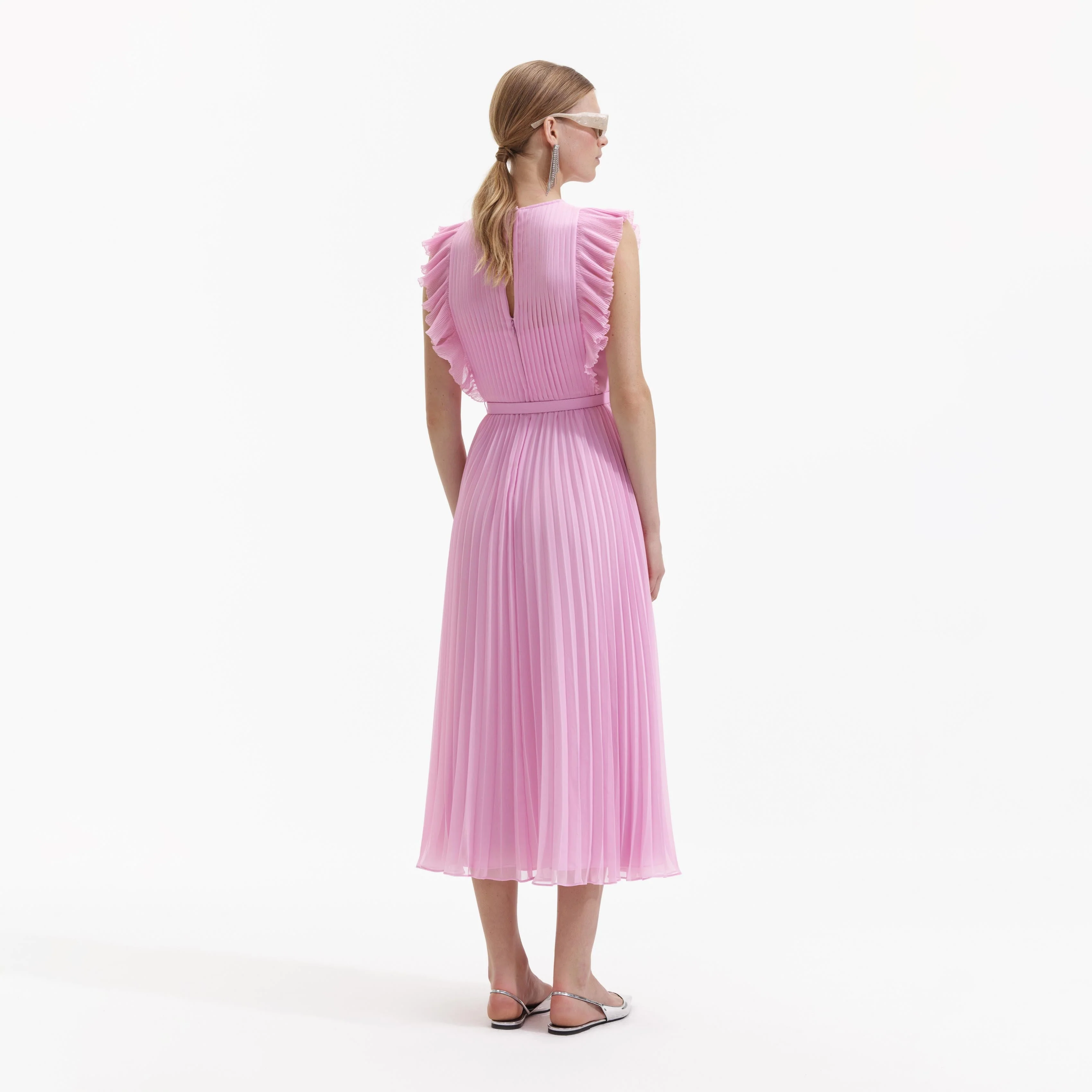 Pink Chiffon Tunic Midi Dress - Image 3