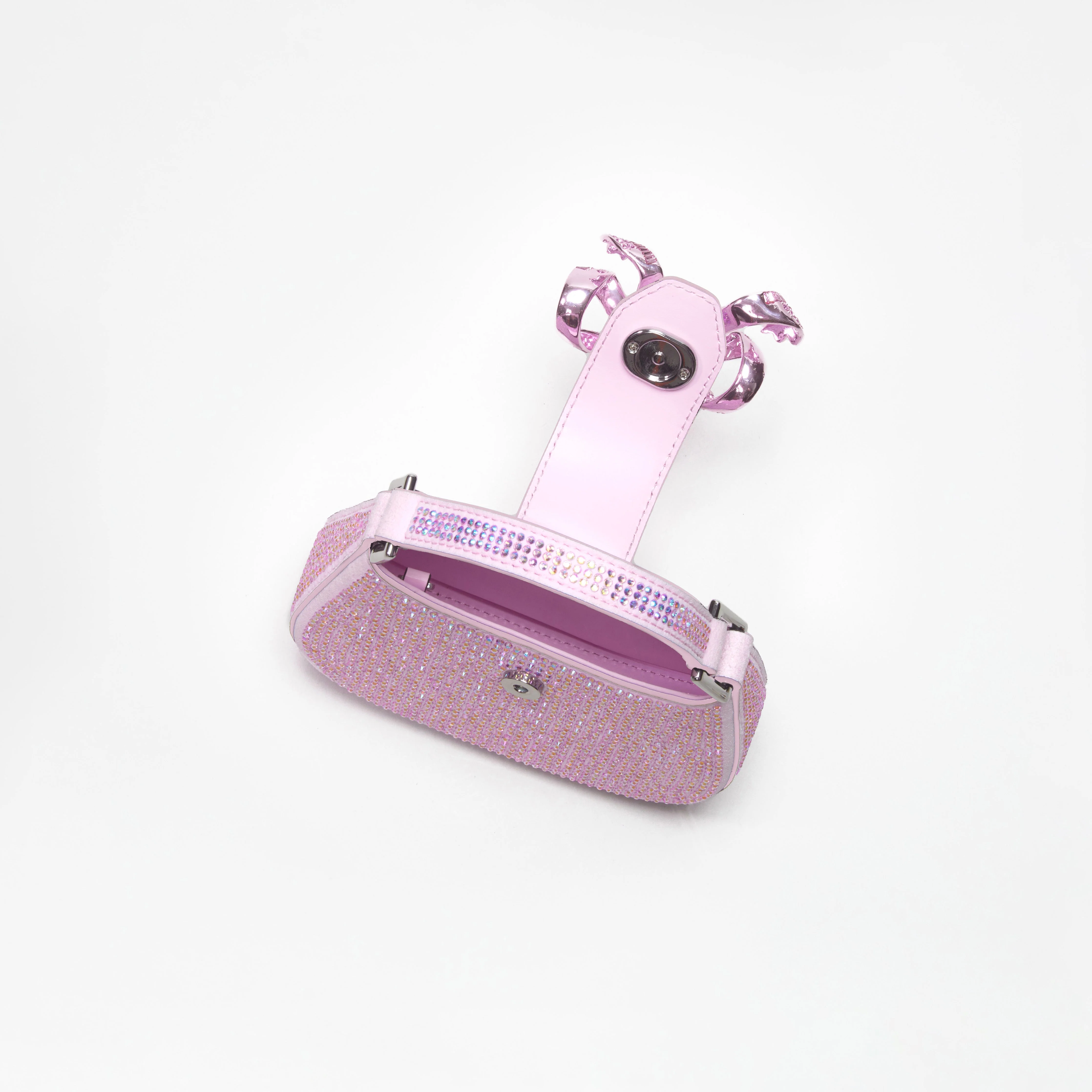 Pink Rhinestone Crescent Bow Micro Bag - Image 5