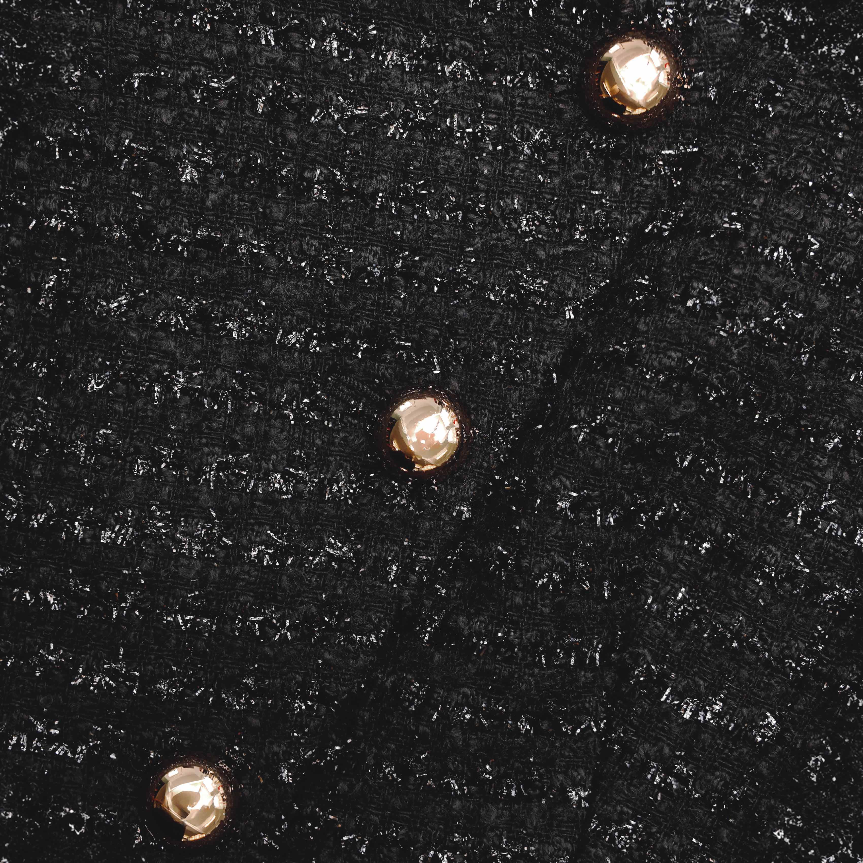 Black Boucle Asymmetric Midi Dress - Image 5