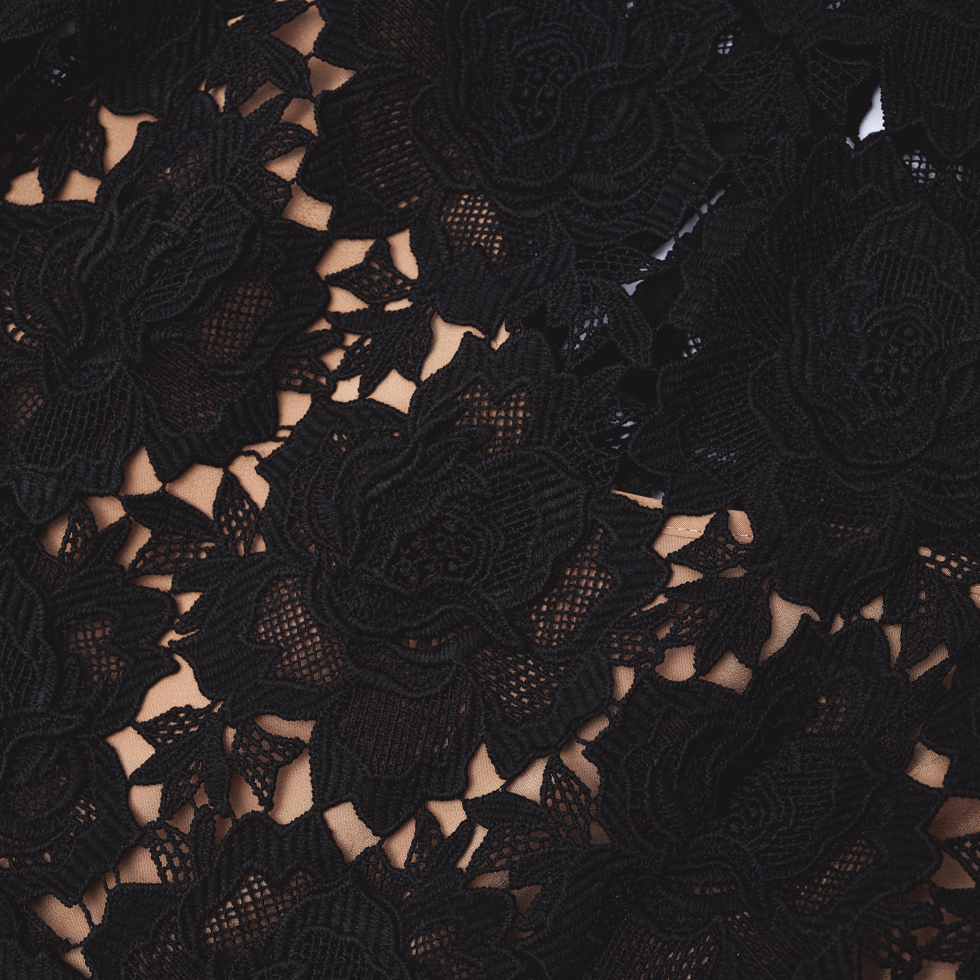 Black Flower Lace Midi Dress - Image 5