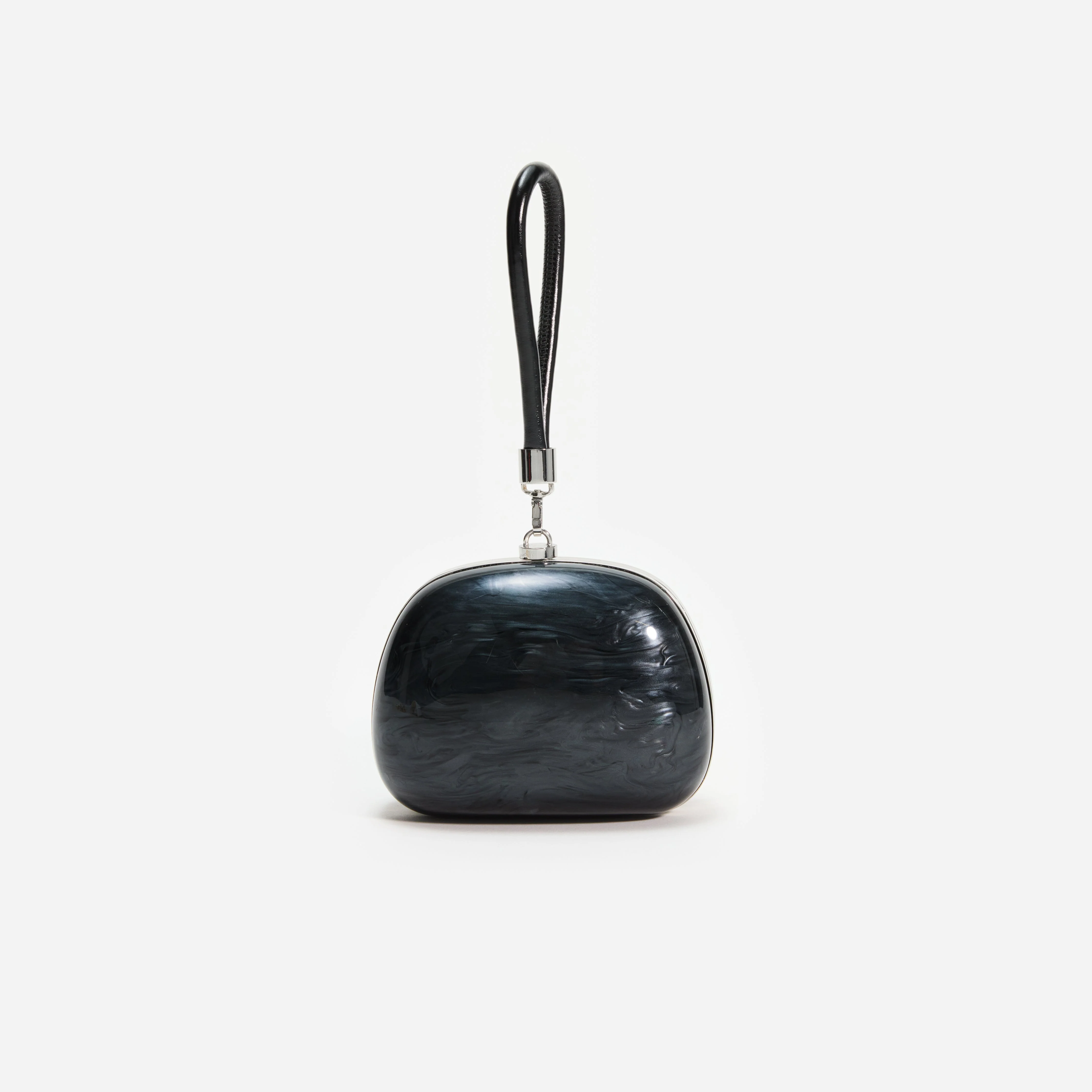 Black Pearl Top Handle Clutch Bag - Image 3