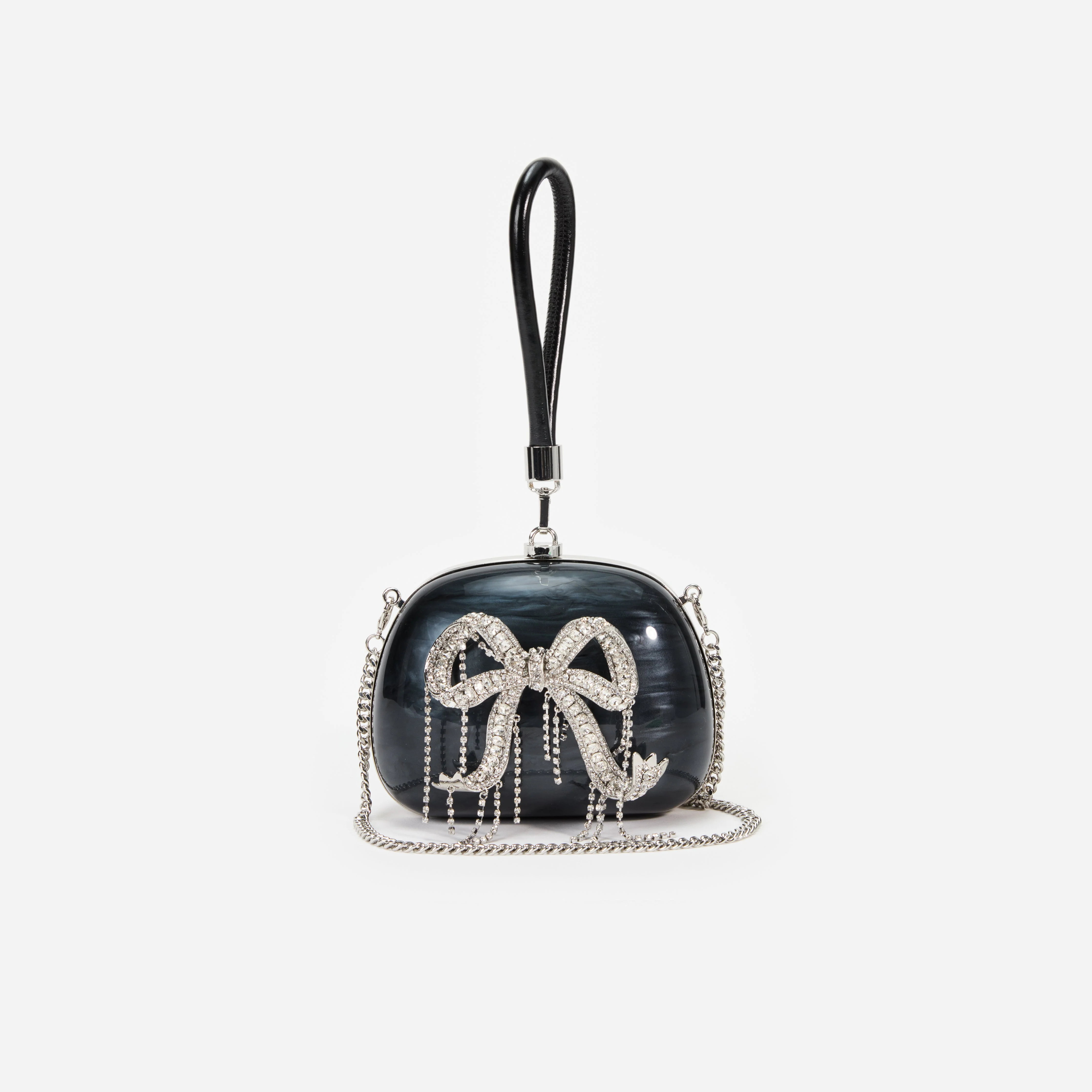 Black Pearl Top Handle Clutch Bag - Image 4