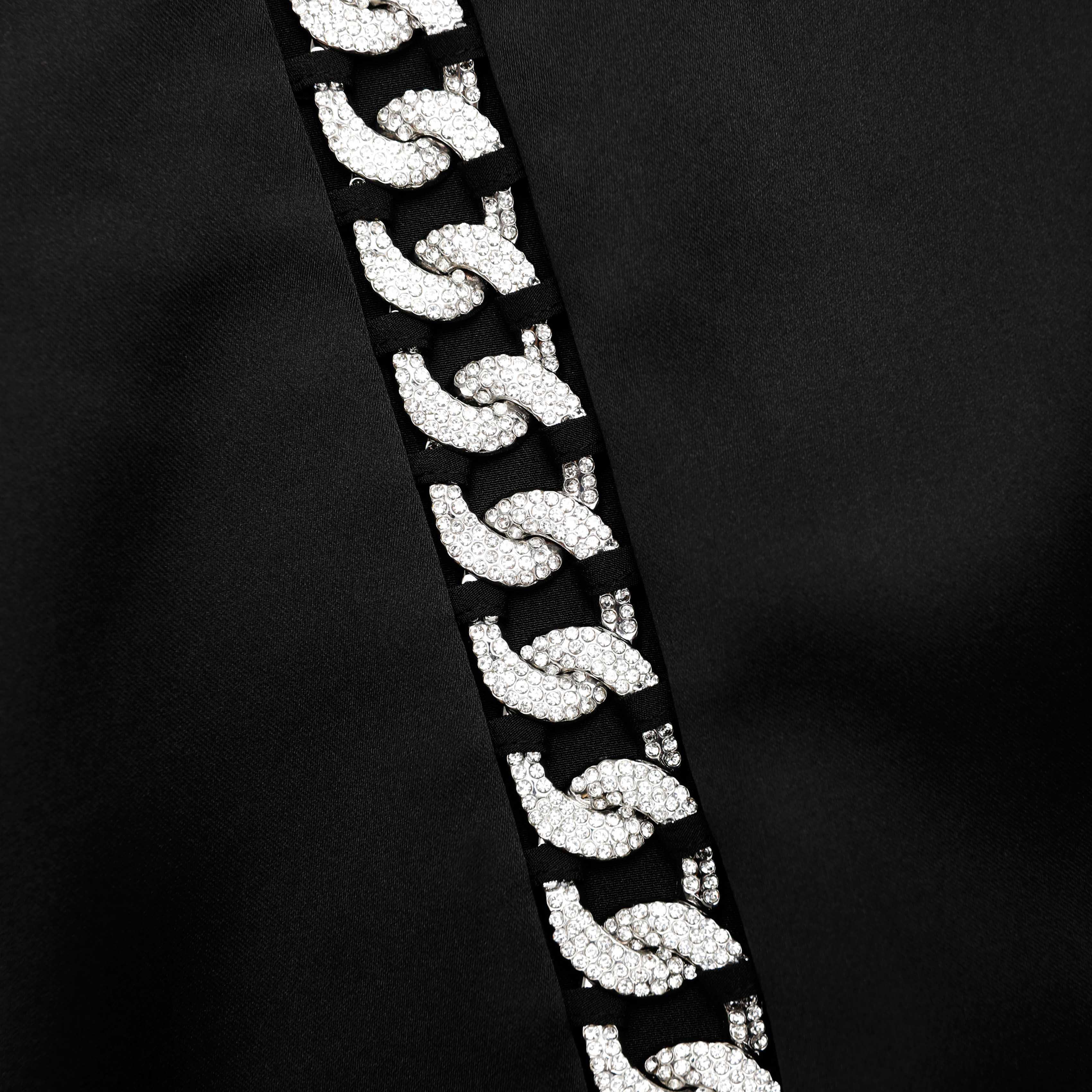 Black Satin Chain Detail Mini Dress - Image 5