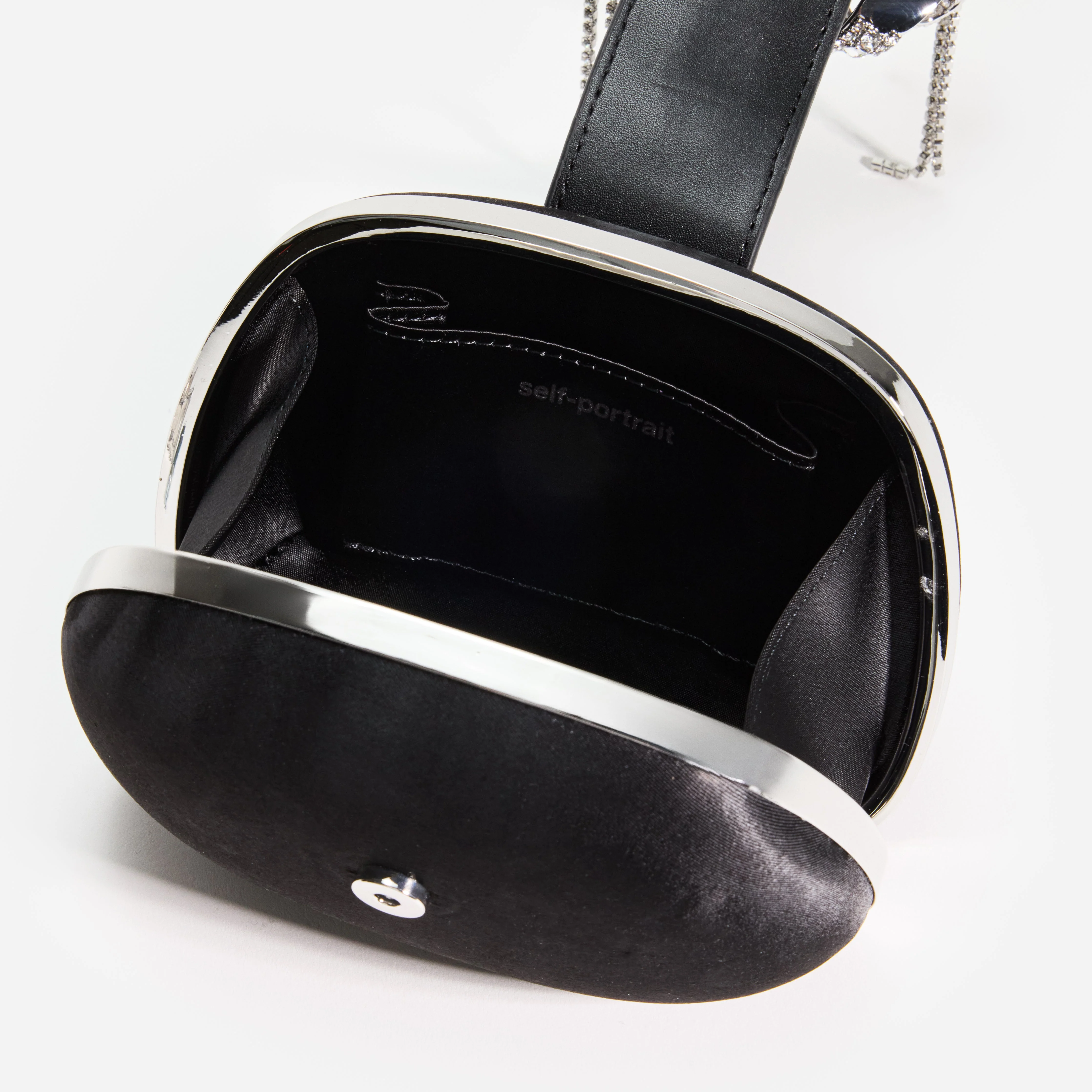 Black Satin Top Handle Clutch Bag - Image 4