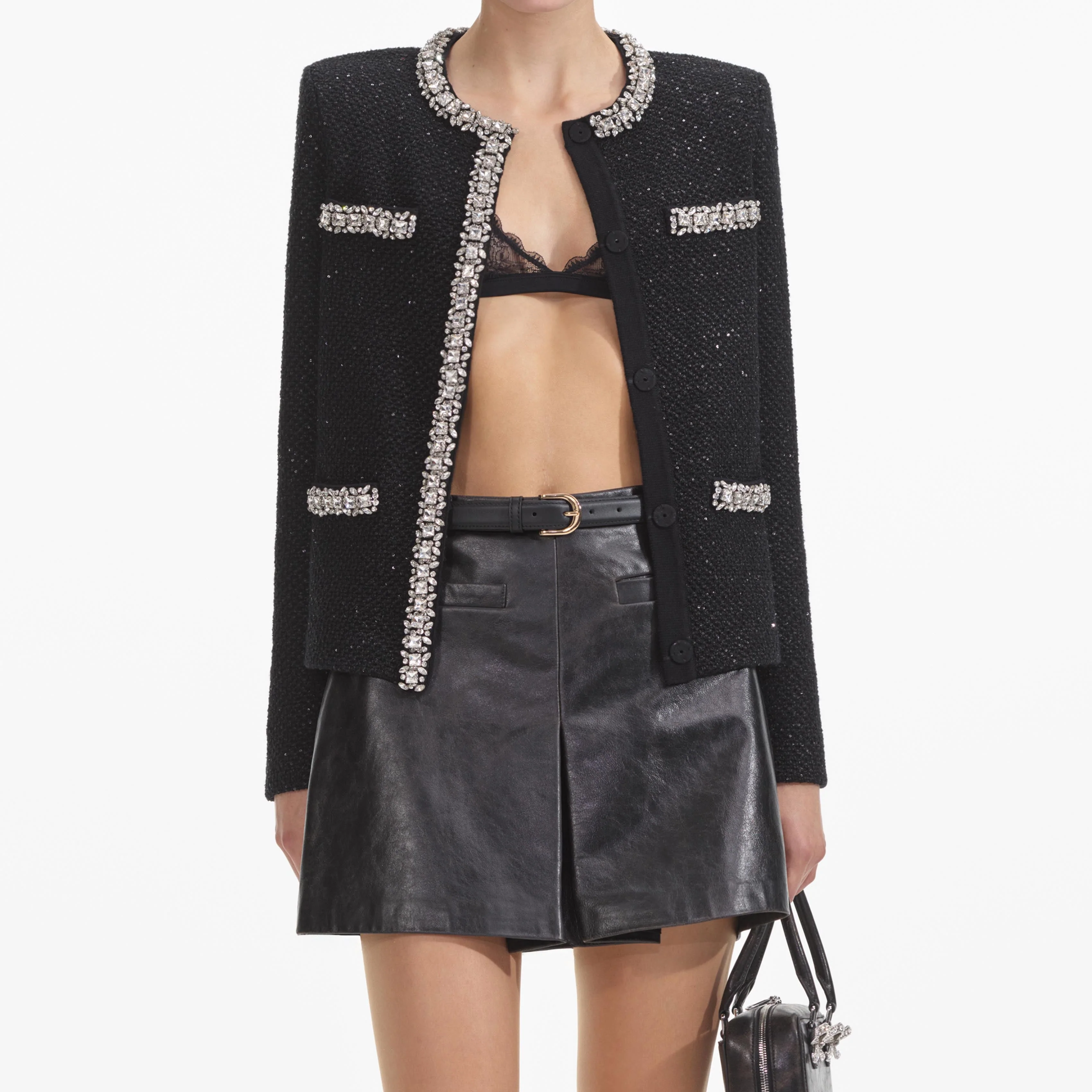 Black Sequin Knit Cardigan - Image 4