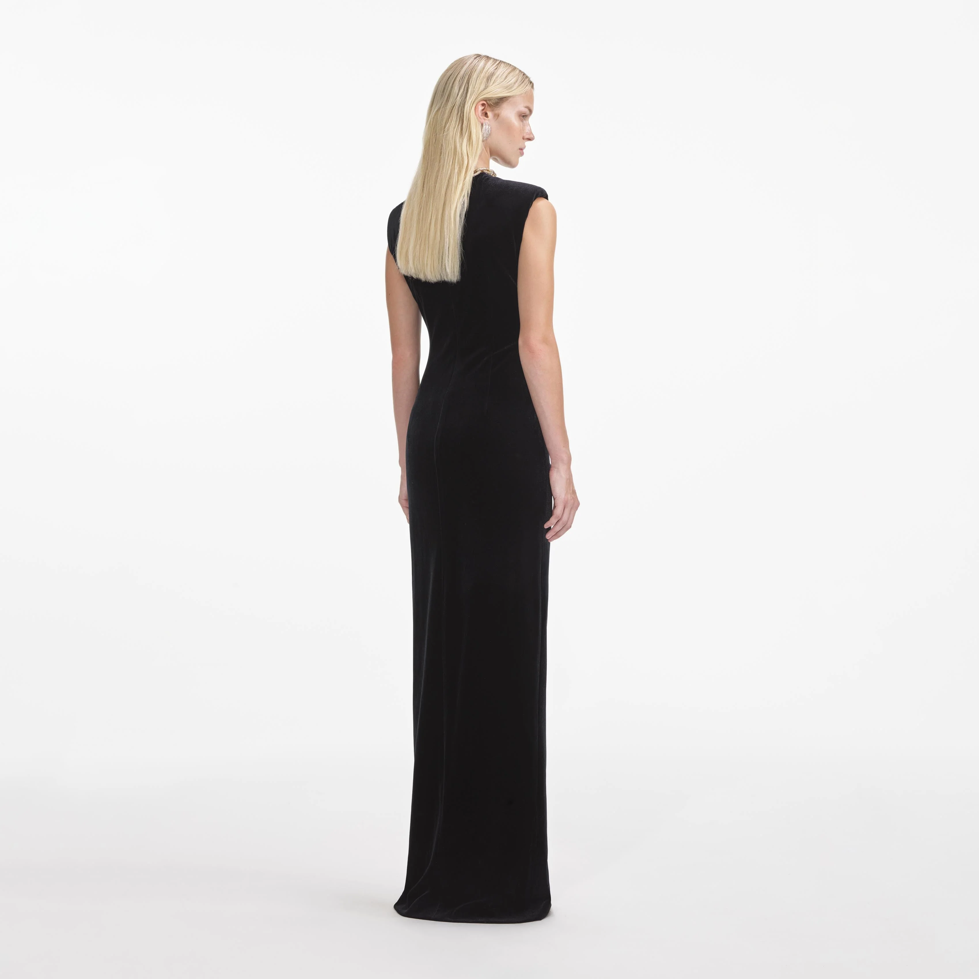 Black Velvet Embellished Maxi Dress - Image 3