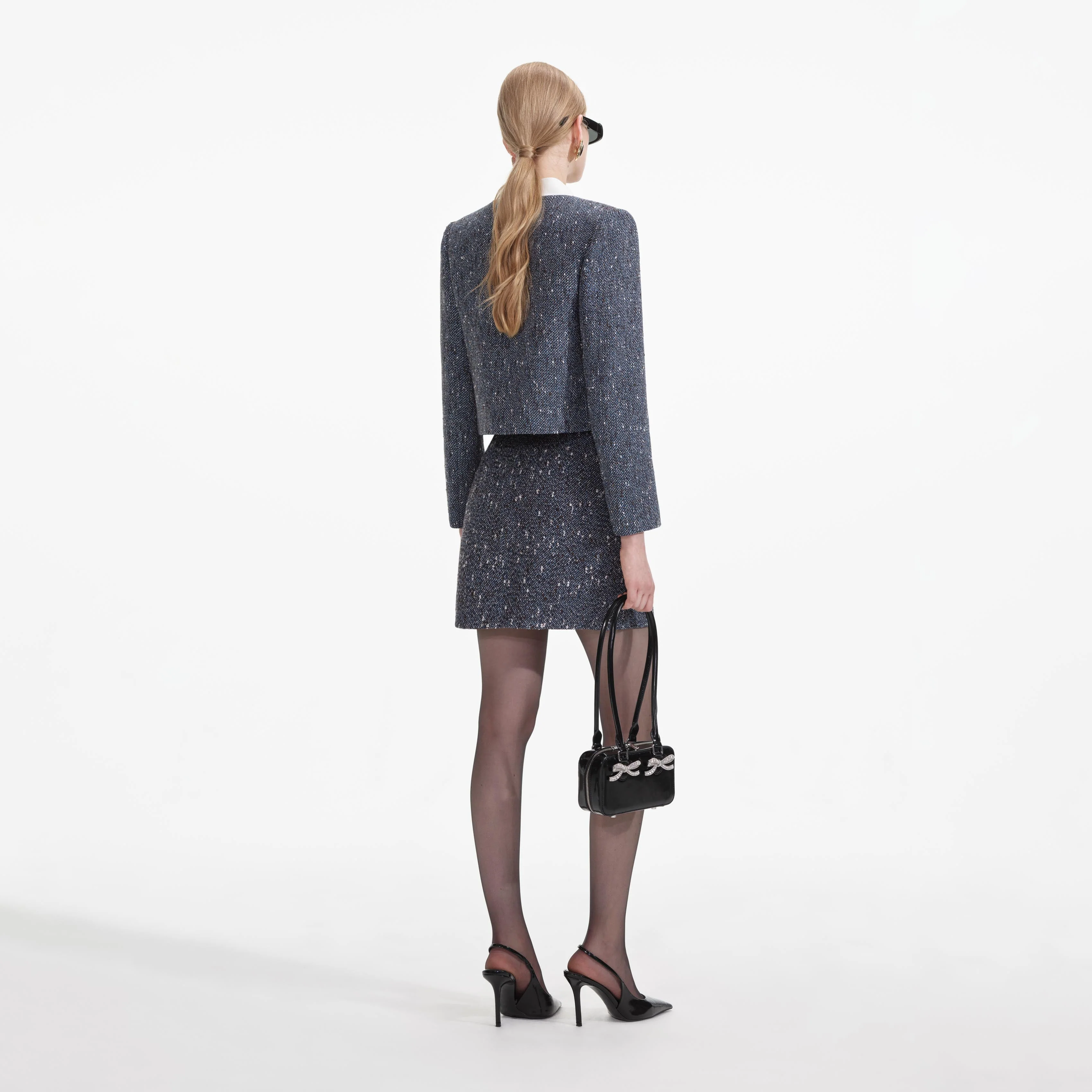 Blue Boucle Mini Skirt - Image 3