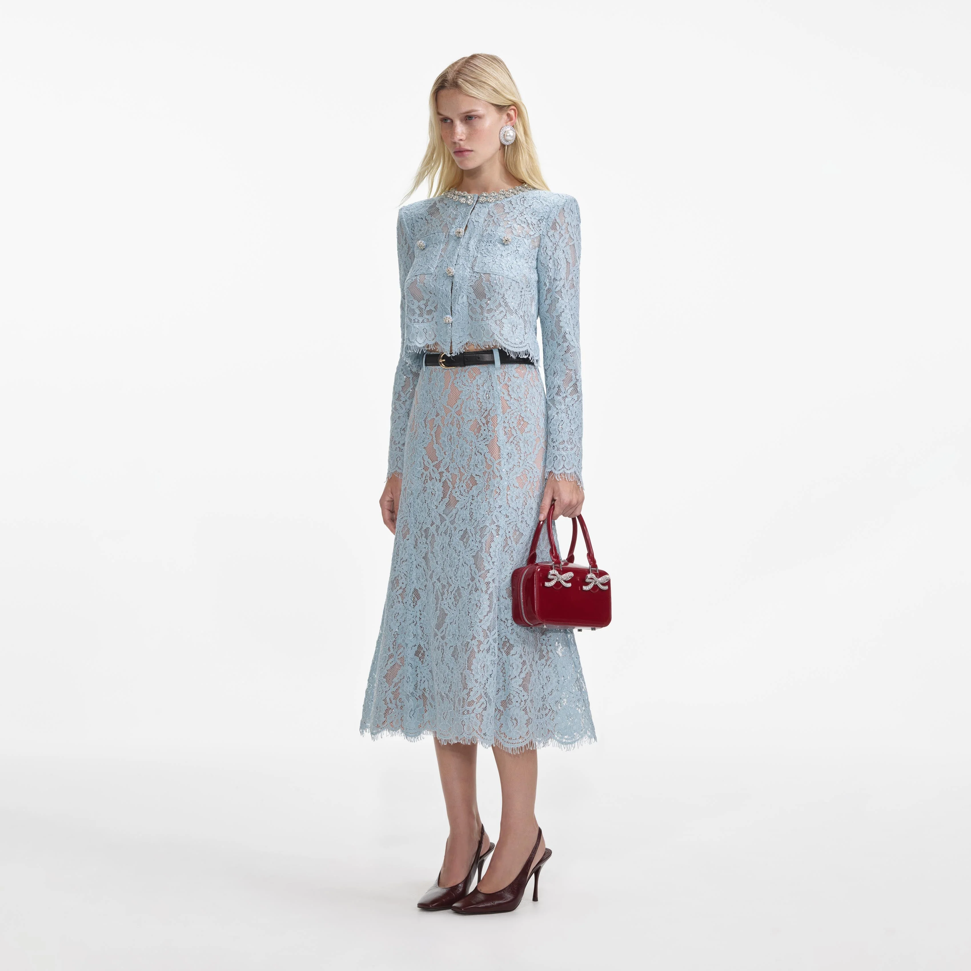 Blue Lace Embellished Top - Image 2