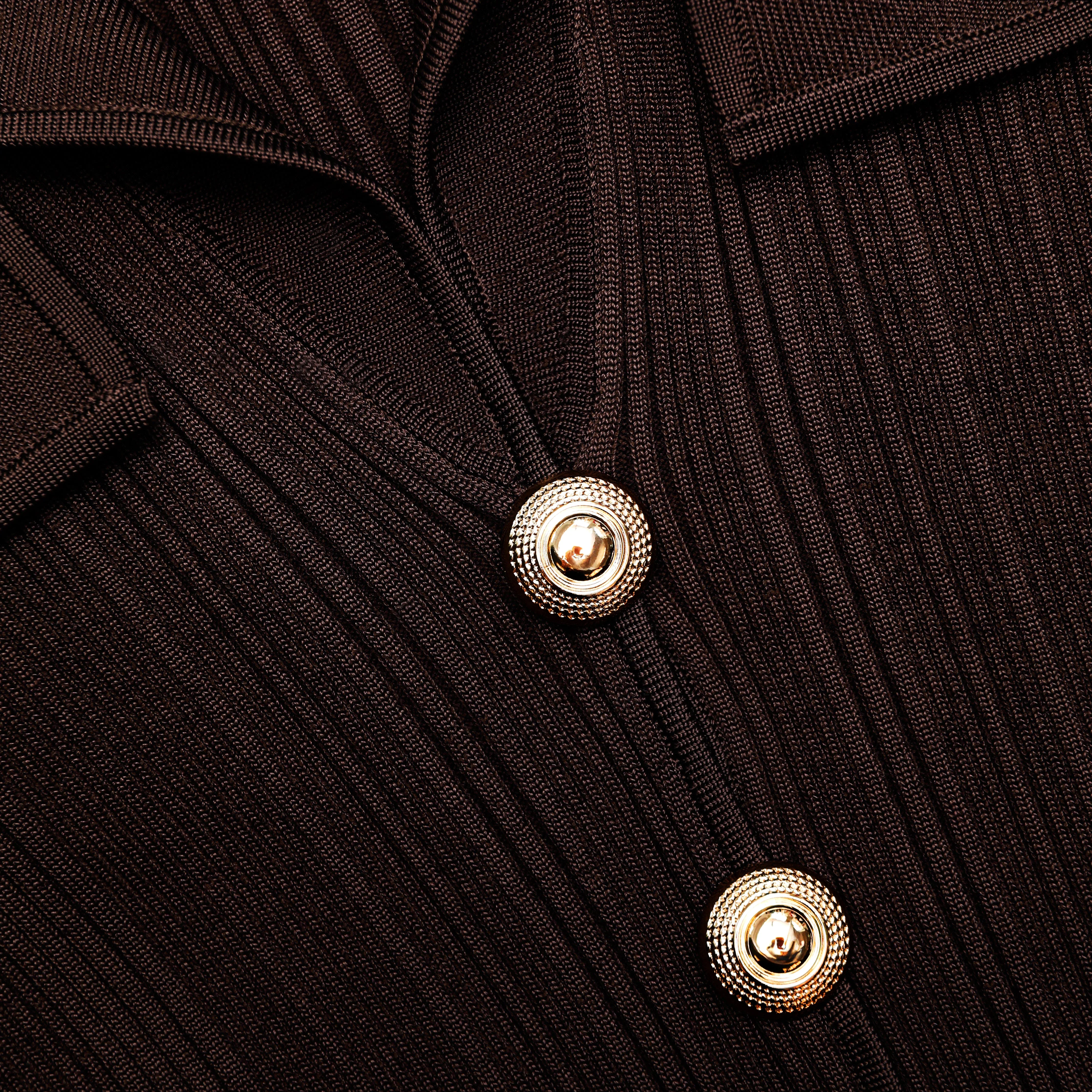 Brown Viscose Rib Knit Midi Dress - Image 5