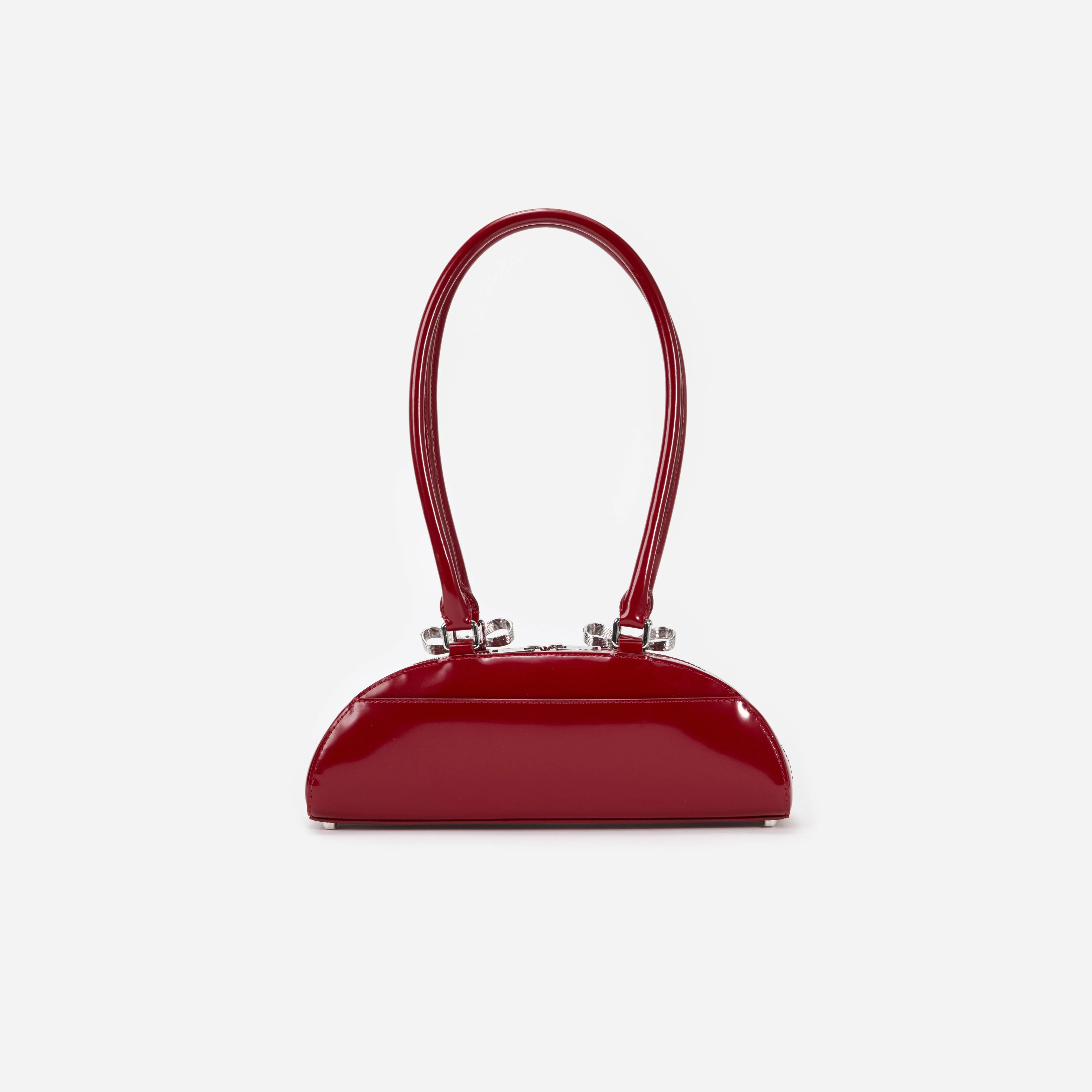 Burgundy Leather Curved Shoulder Bag - Image 3