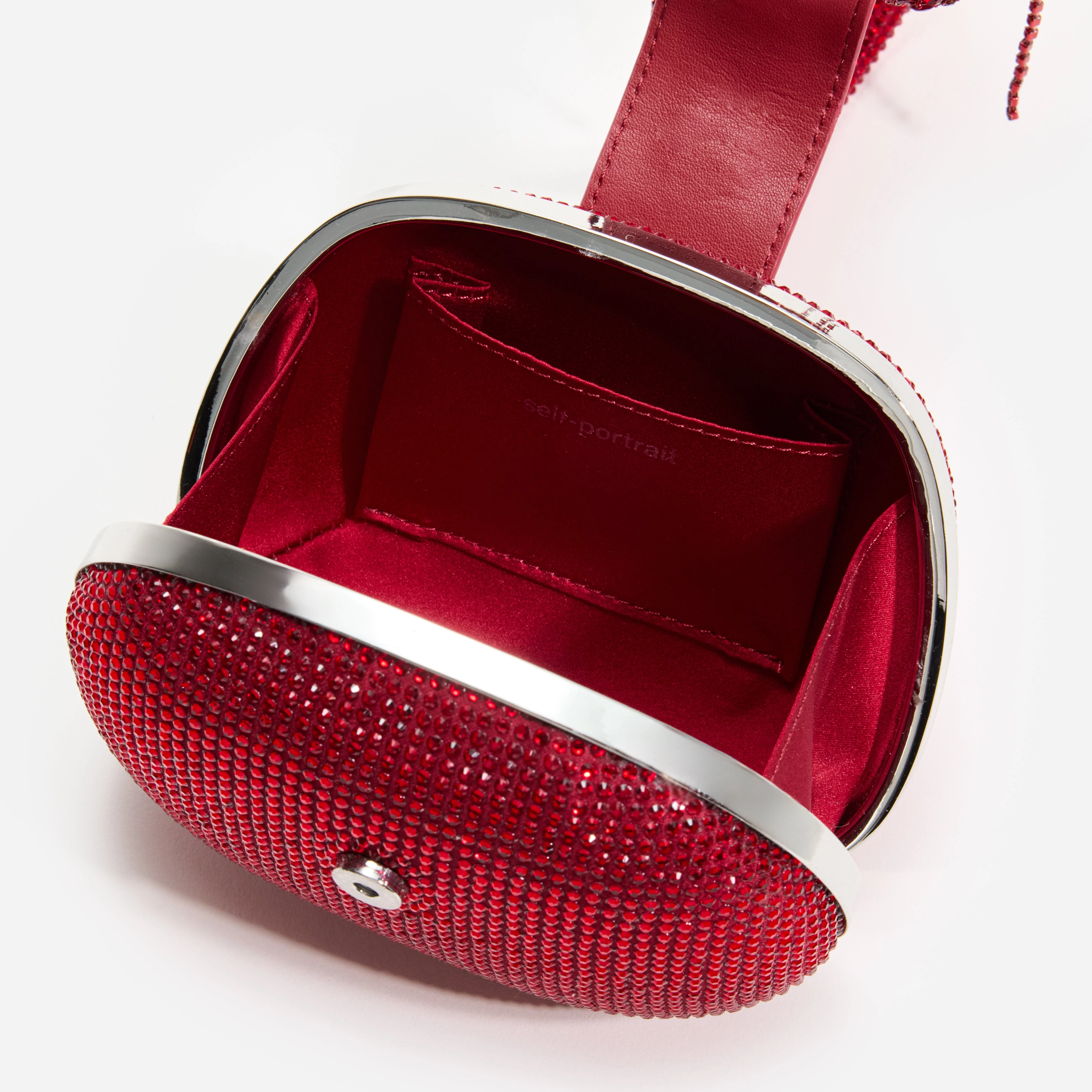 Burgundy Rhinestone Top Handle Clutch Bag - Image 4