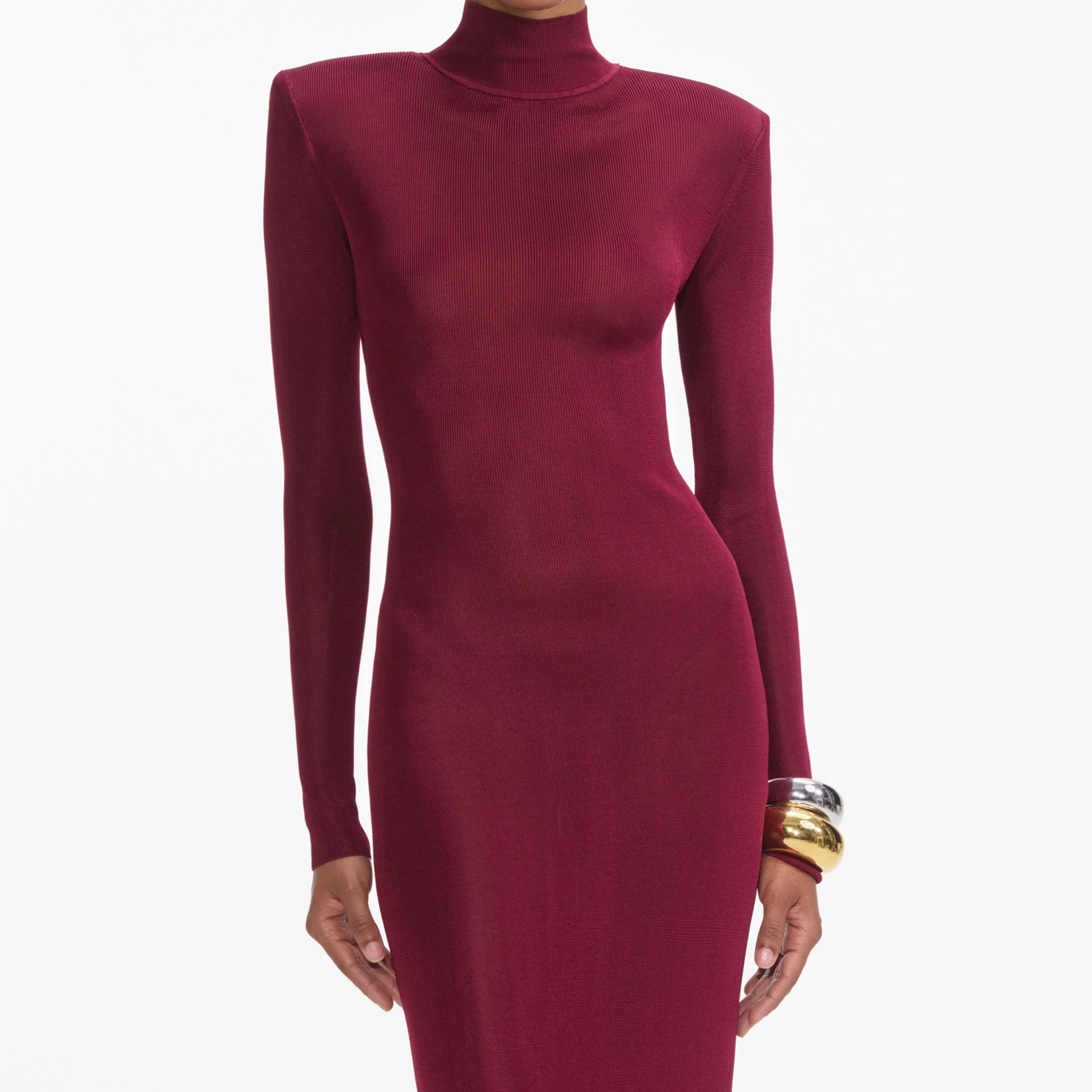 Burgundy Viscose Knit Maxi Dress - Image 4