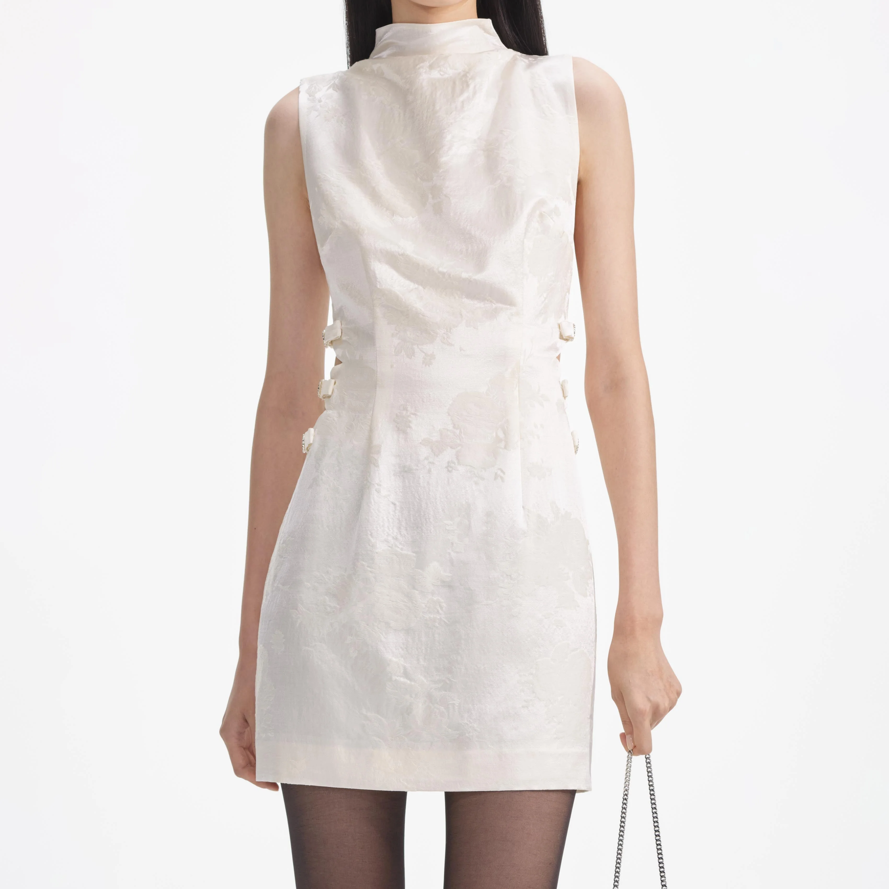 Cream Jacquard Mini Dress - Image 4