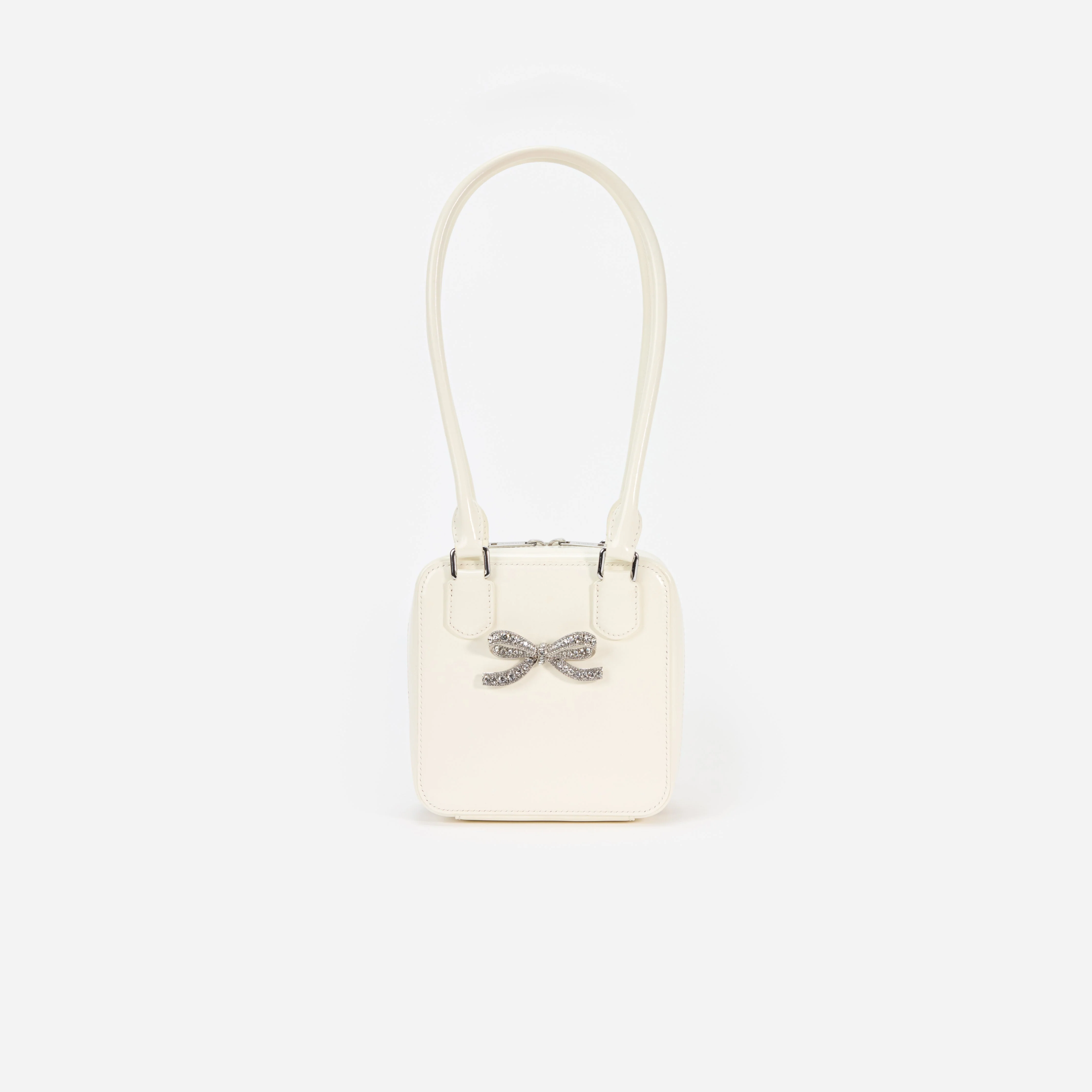 Cream Leather Square Shoulder Bag