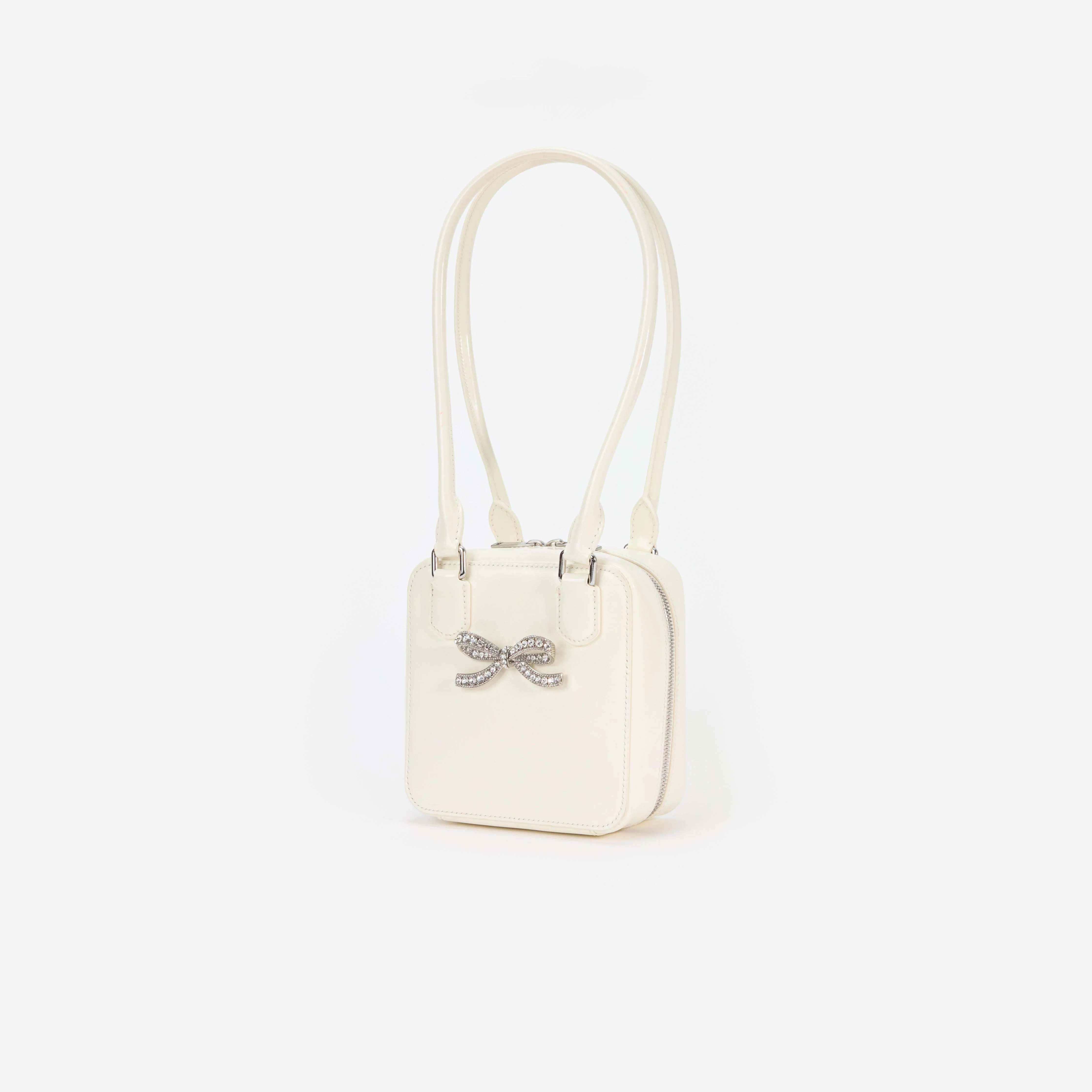 Cream Leather Square Shoulder Bag - Image 2