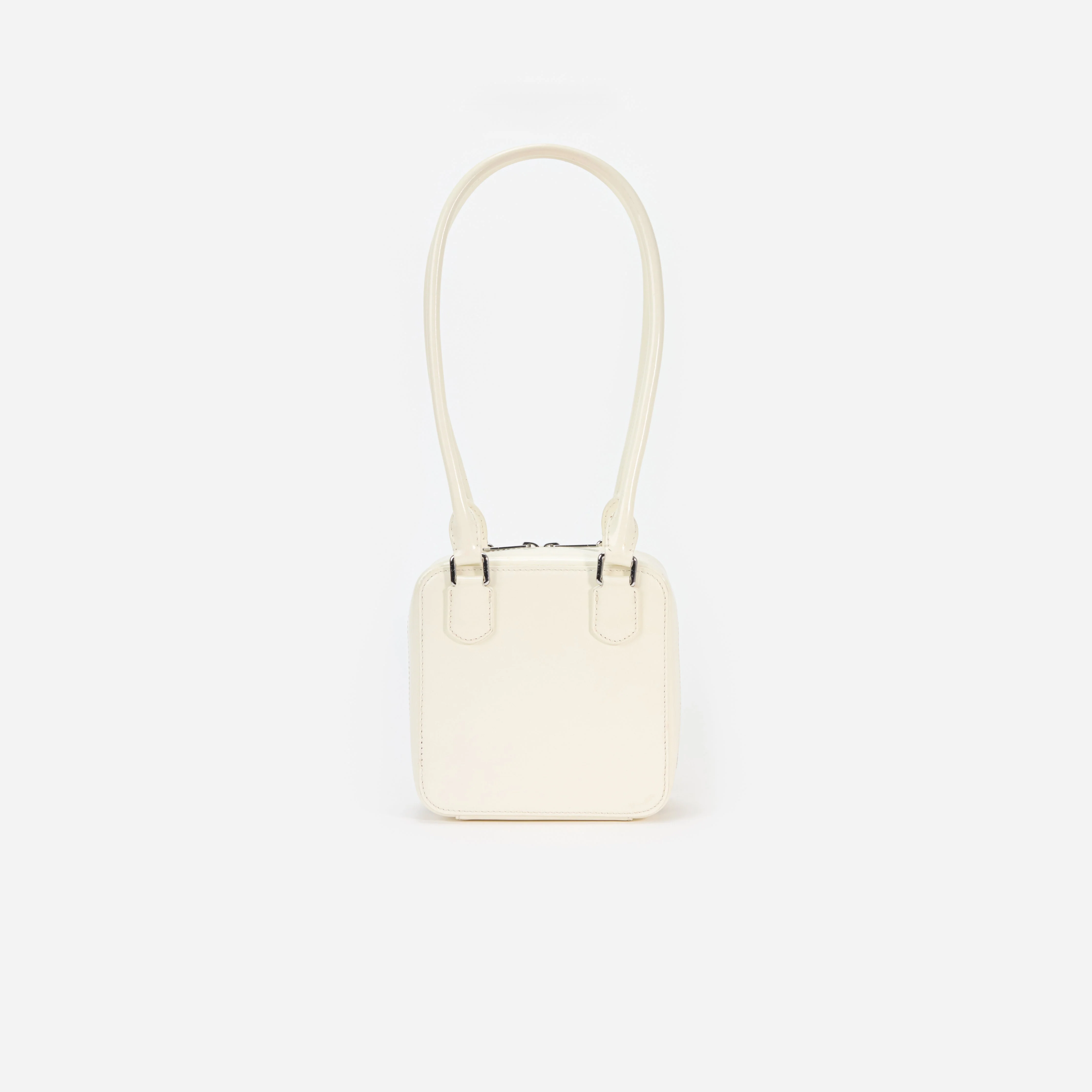 Cream Leather Square Shoulder Bag - Image 3