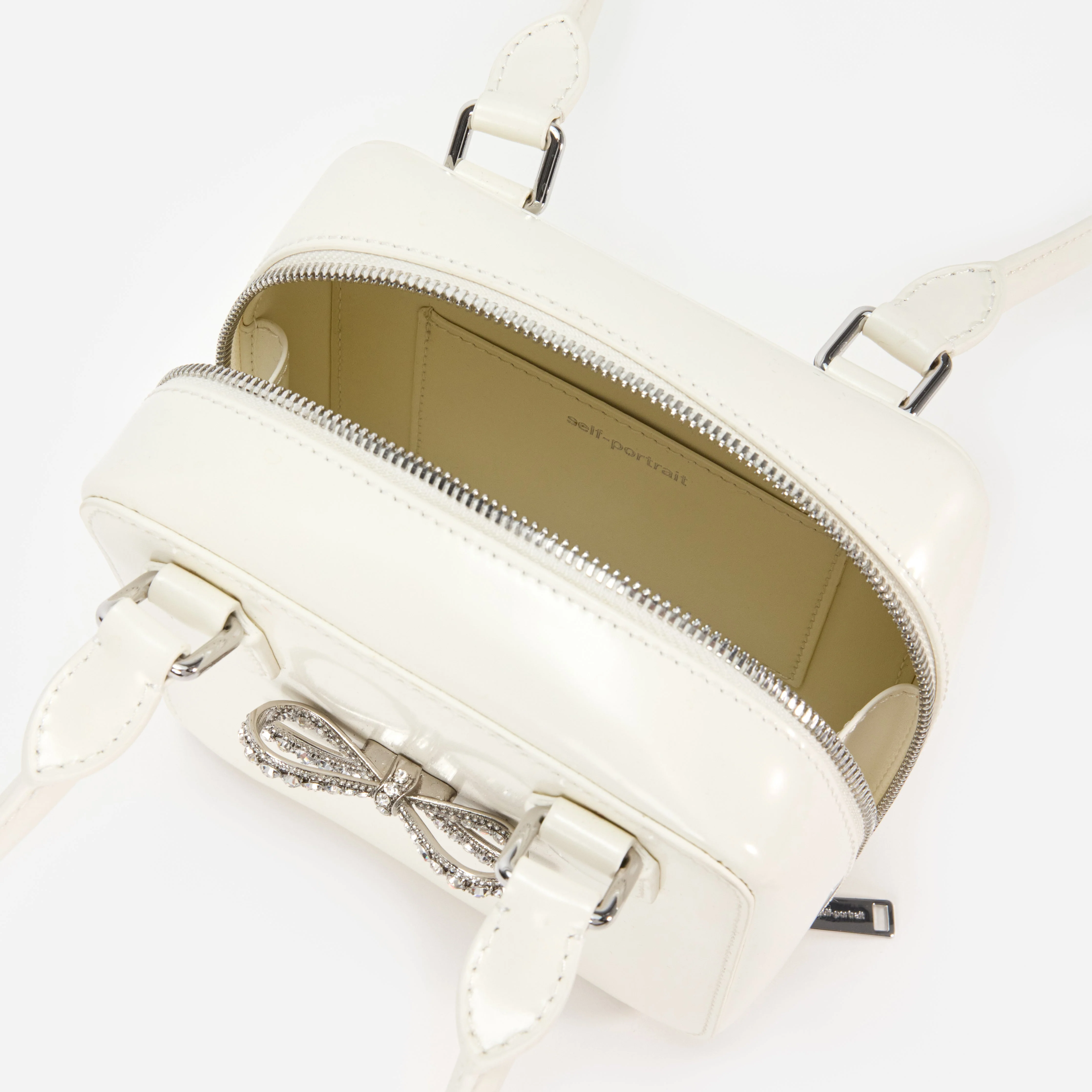 Cream Leather Square Shoulder Bag - Image 4