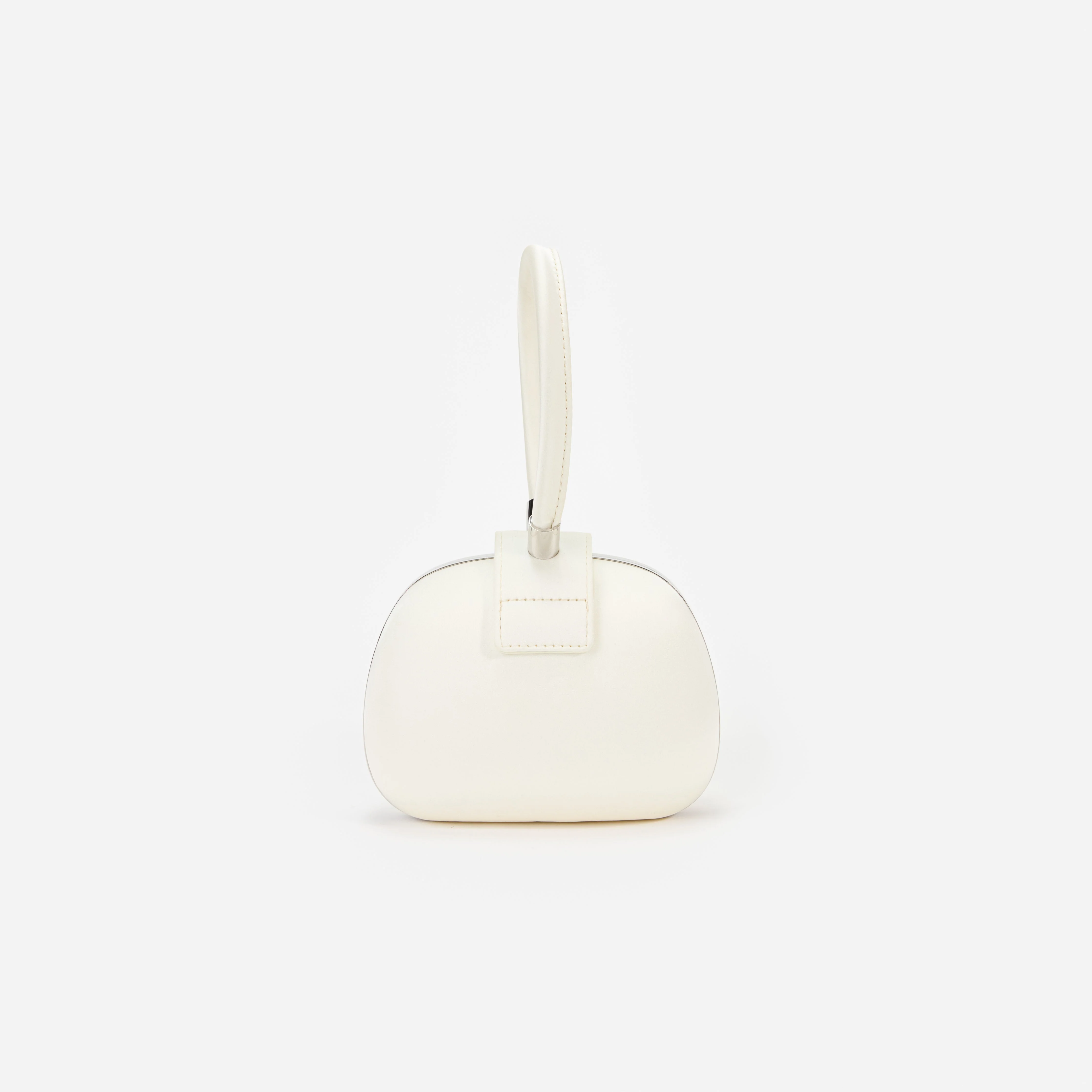 Cream Satin Top Handle Clutch Bag - Image 3