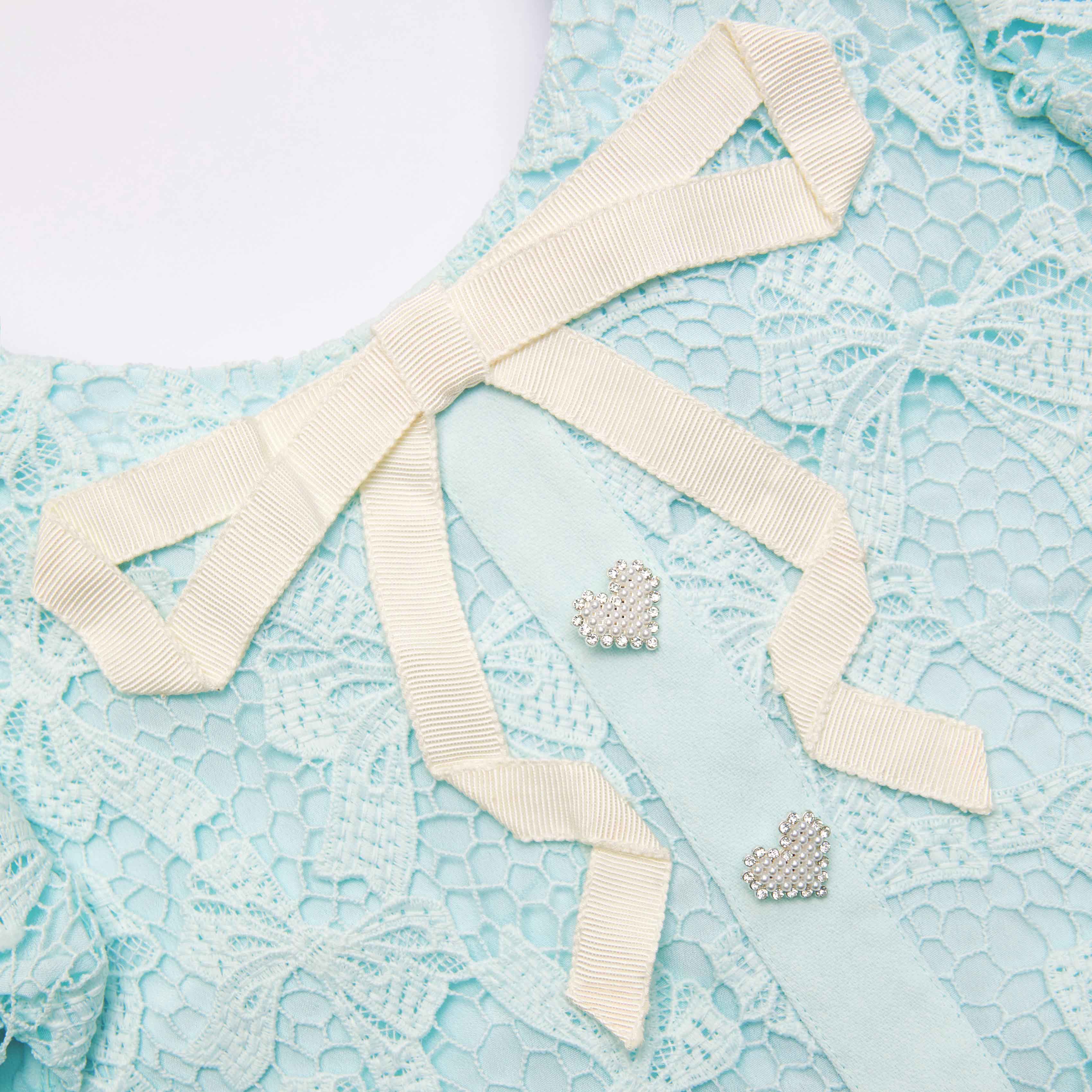 Blue Bow Lace Dress - Image 3