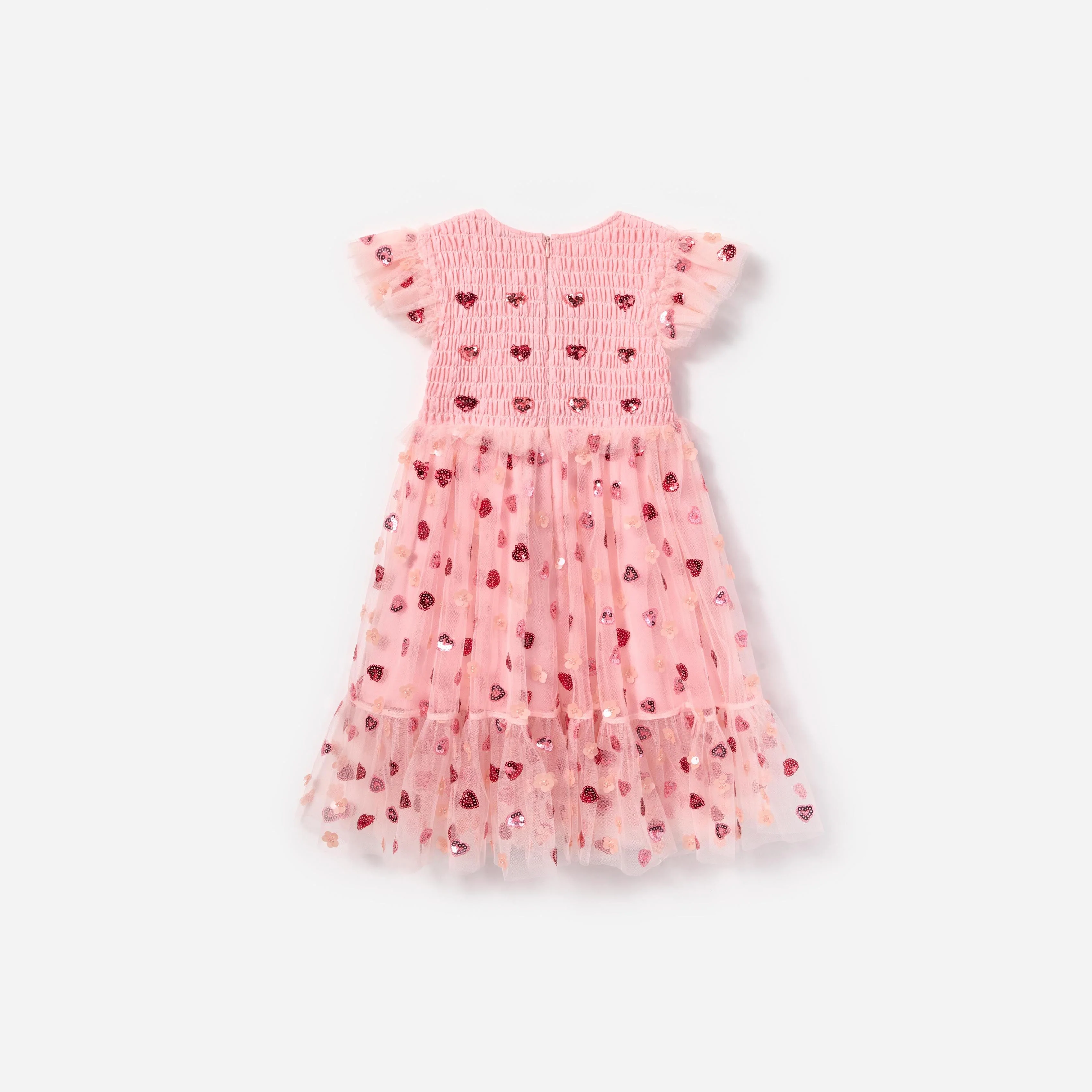 Pink Mesh Heart Sequin Dress - Image 2