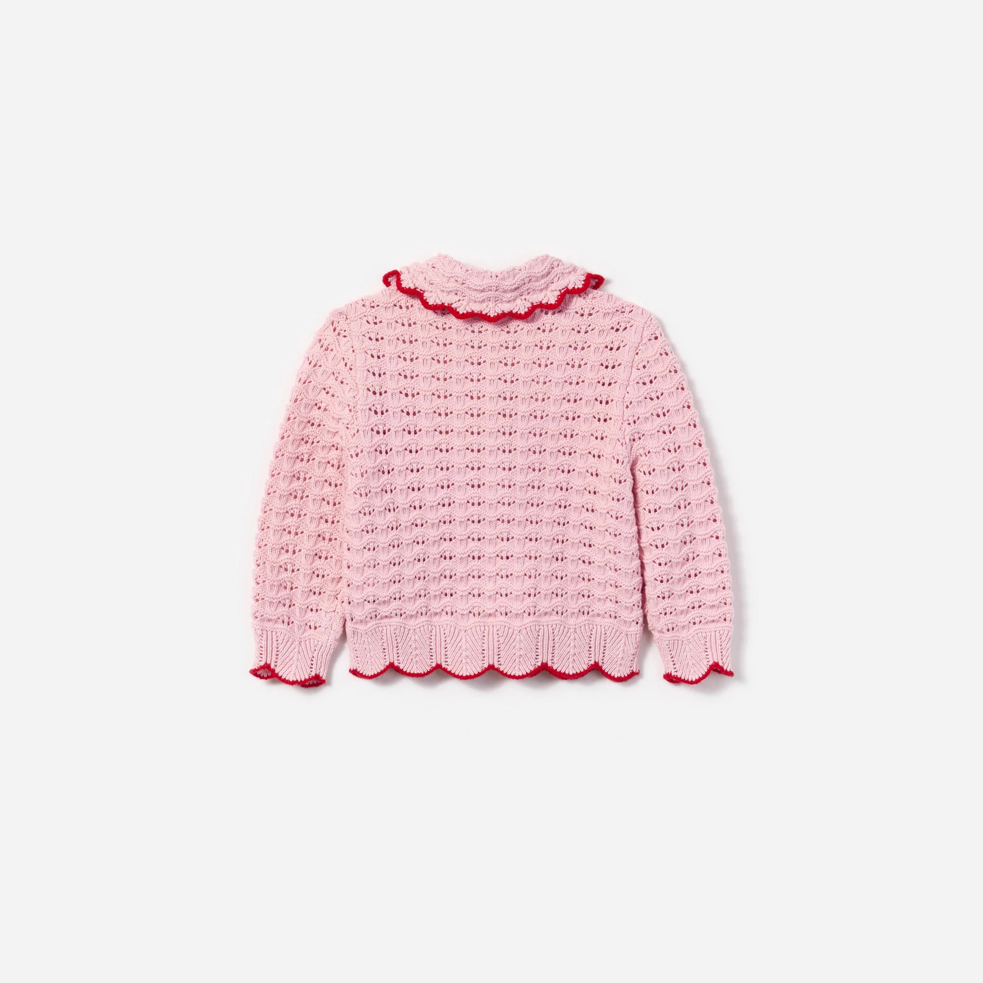 Pink Textured Heart Detail Cardigan - Image 2