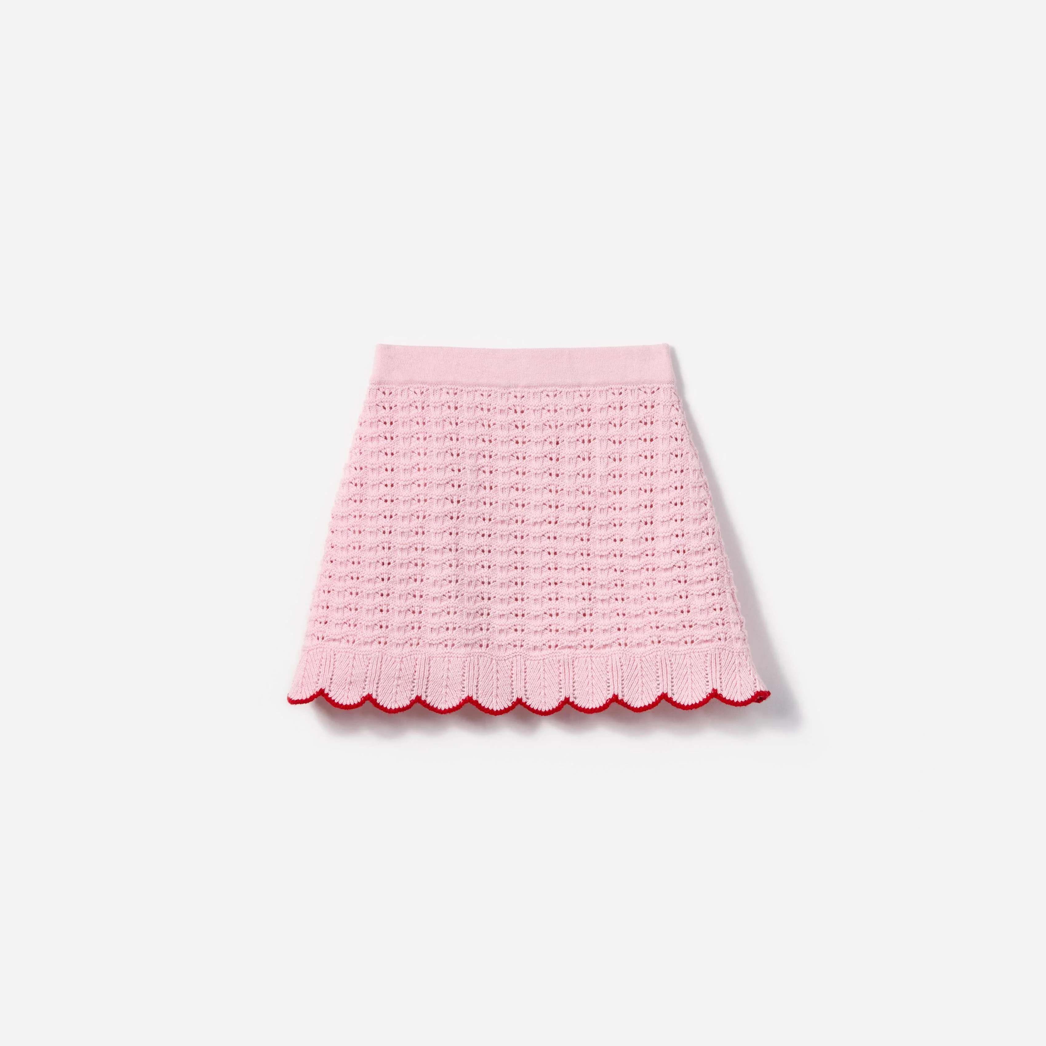Pink Textured Knit Heart Detail Skirt - Image 2
