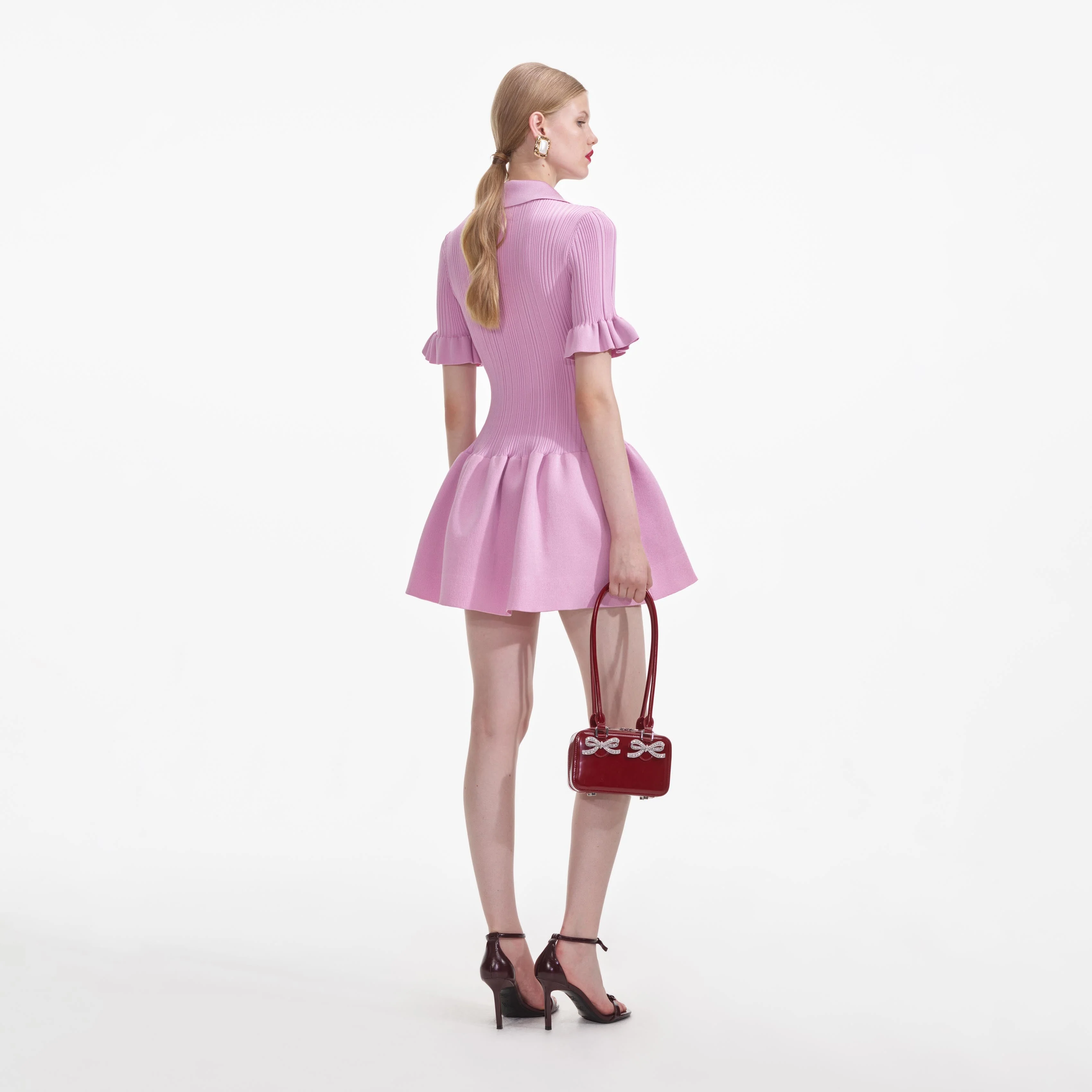 Pink Viscose Rib Mini Dress - Image 3