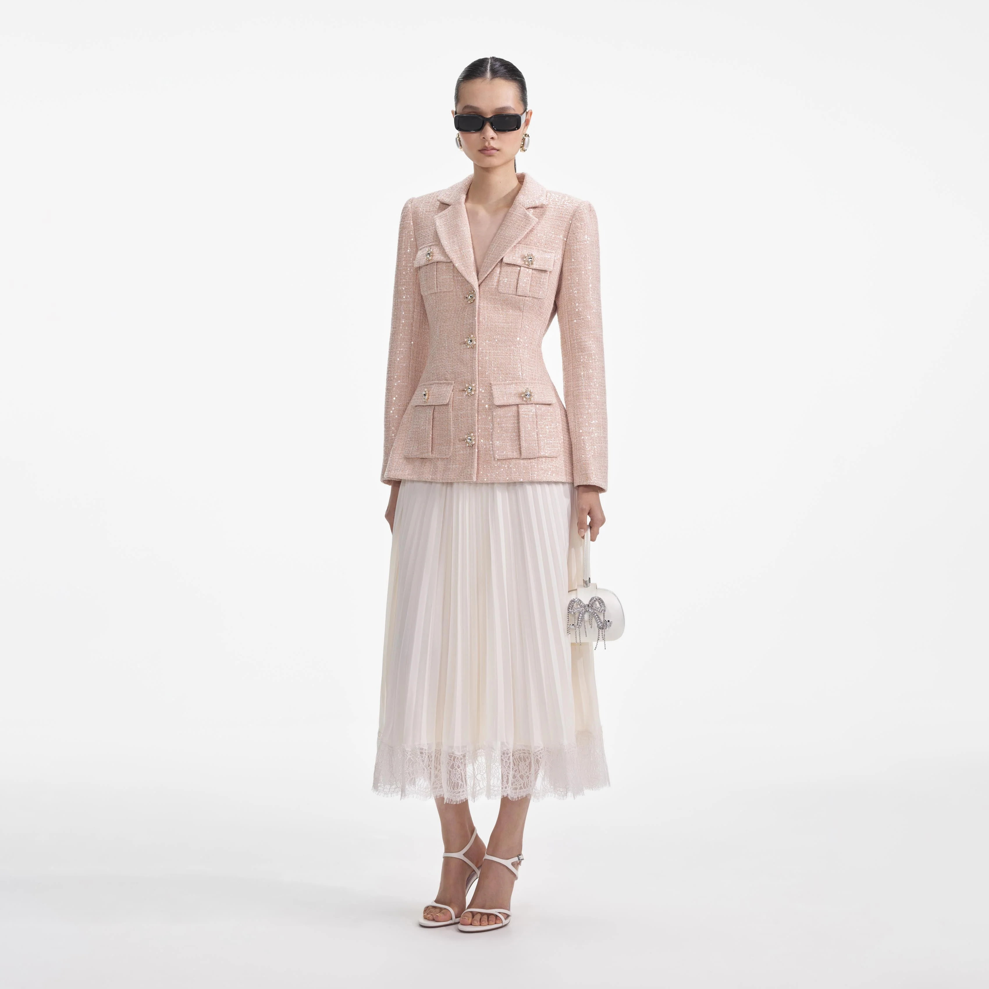 Sequin Boucle Chiffon Midi Dress - Image 2