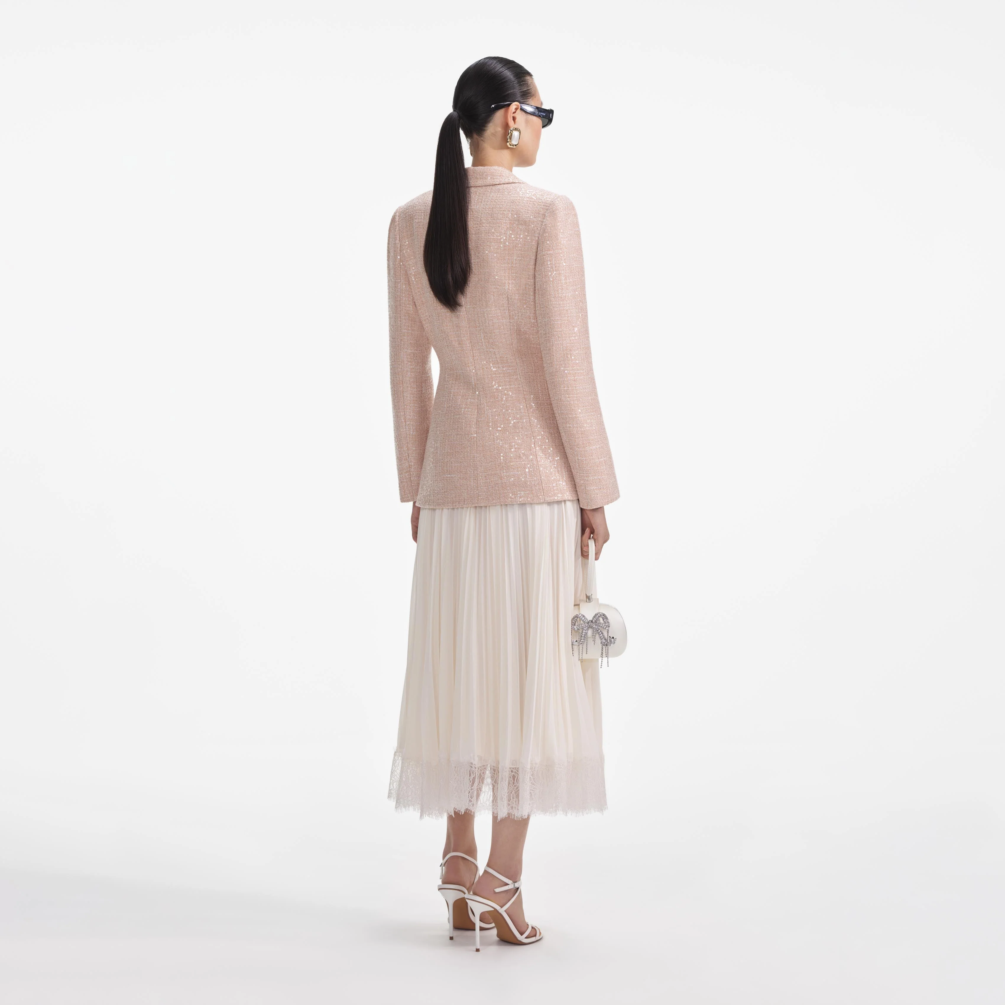 Sequin Boucle Chiffon Midi Dress - Image 3