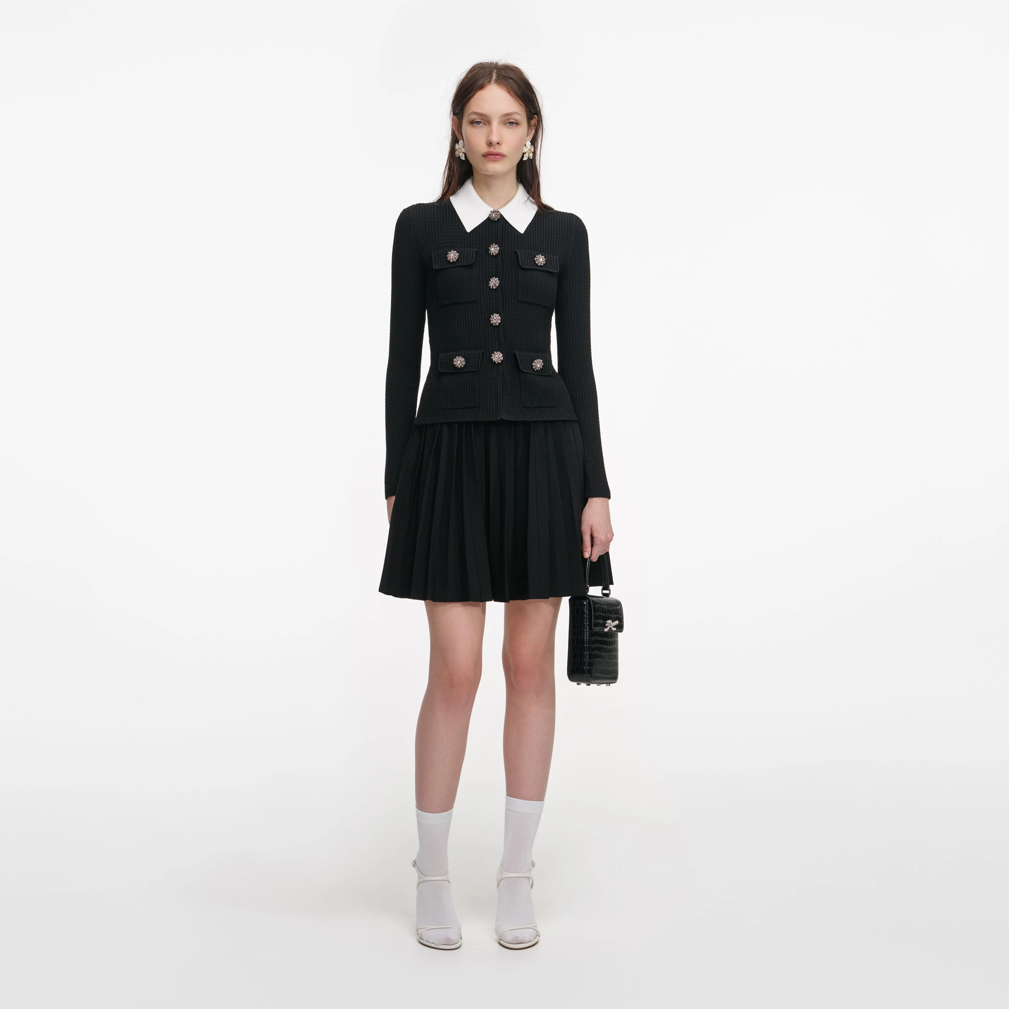 Black Tailored Knit Mini Dress