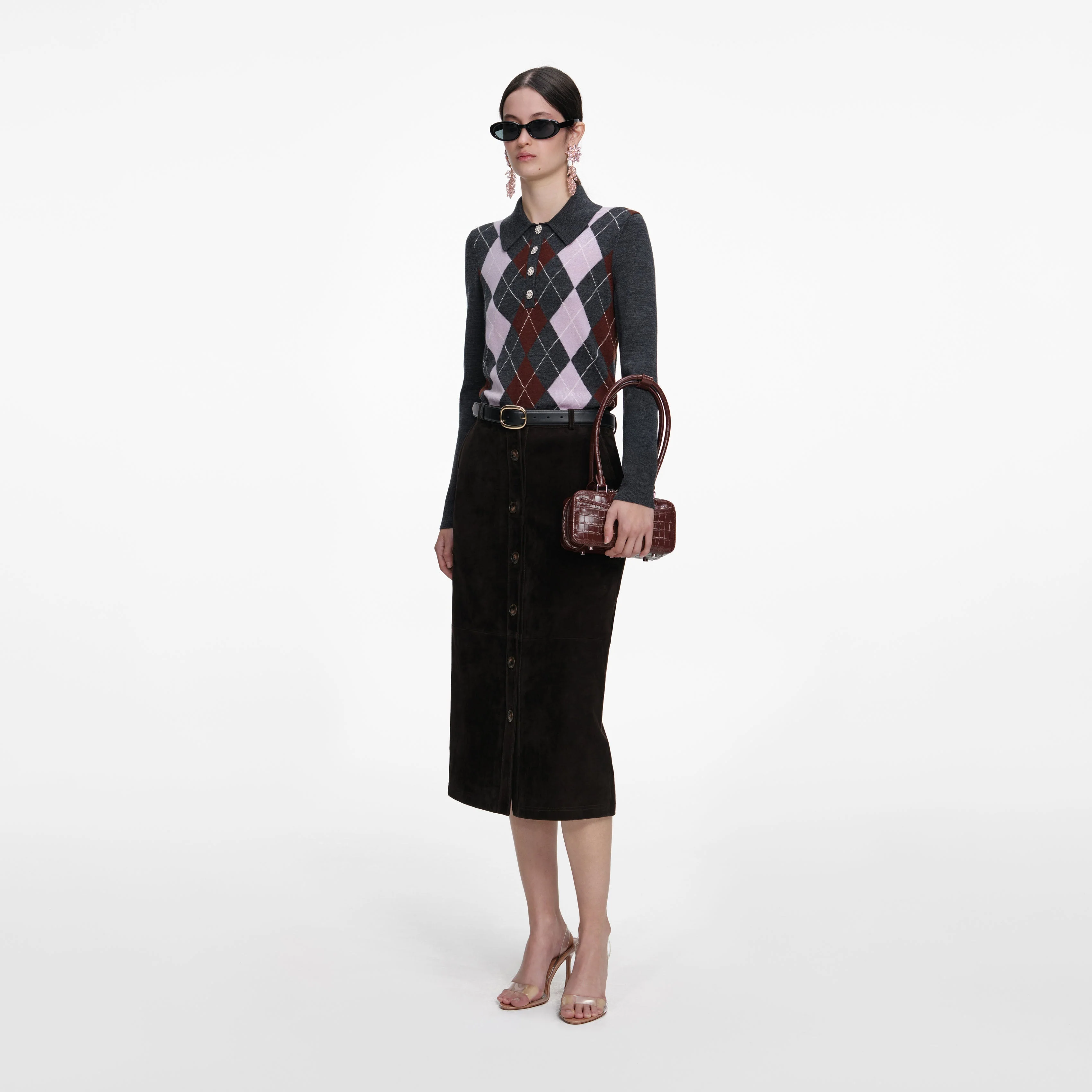 Brown Suede Midi Skirt - Image 2