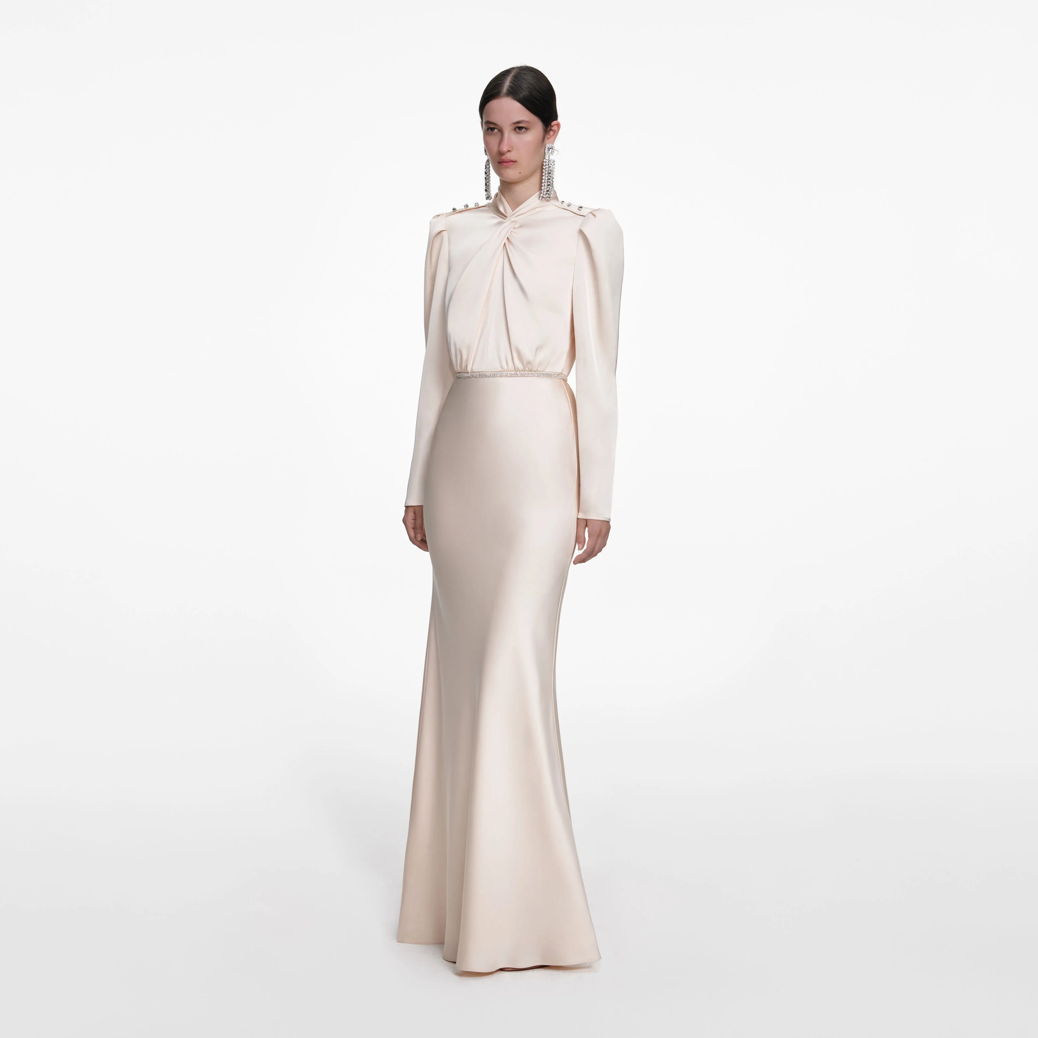 Champagne Satin Maxi Dress - Image 2