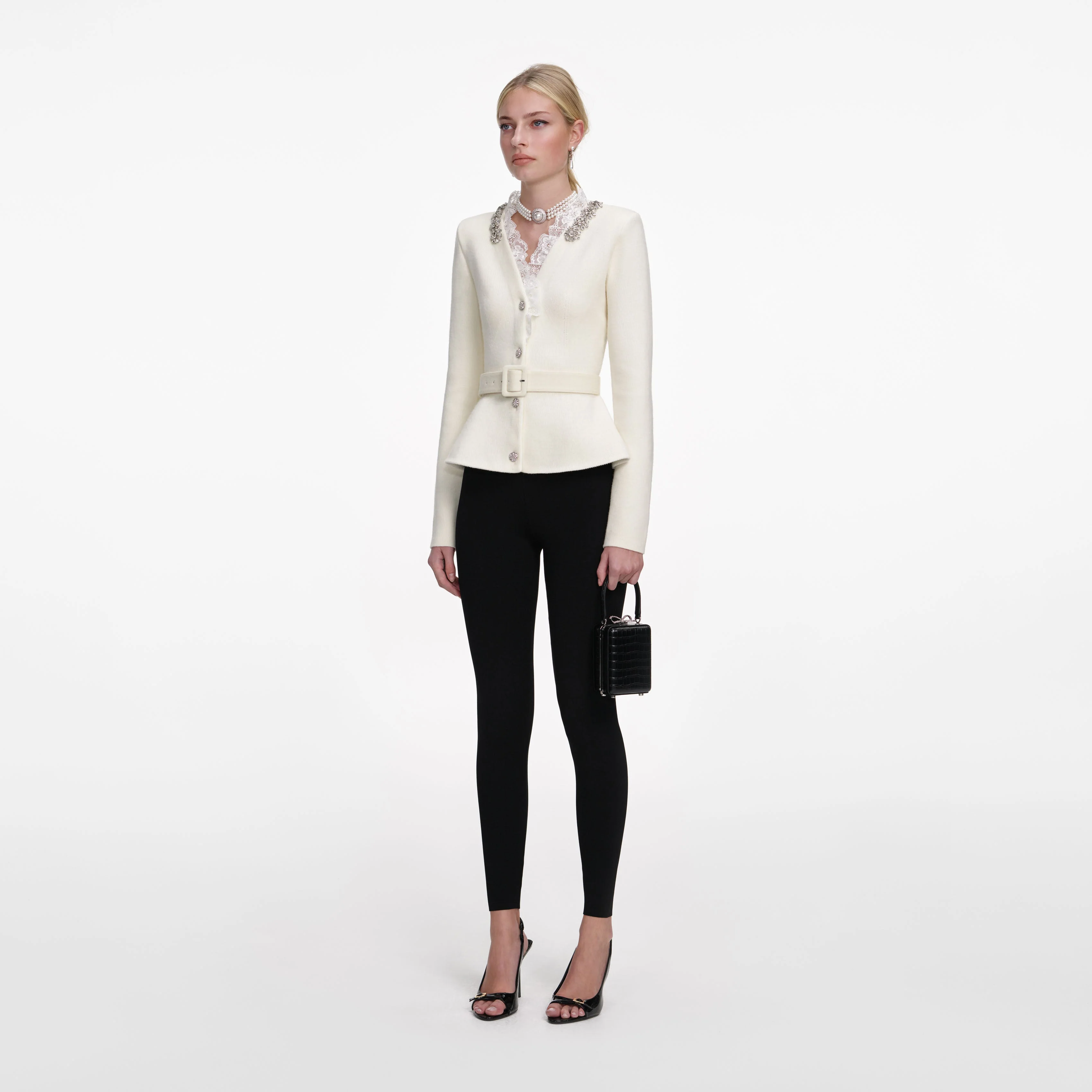 Cream Crystal Trim Cardigan - Image 2