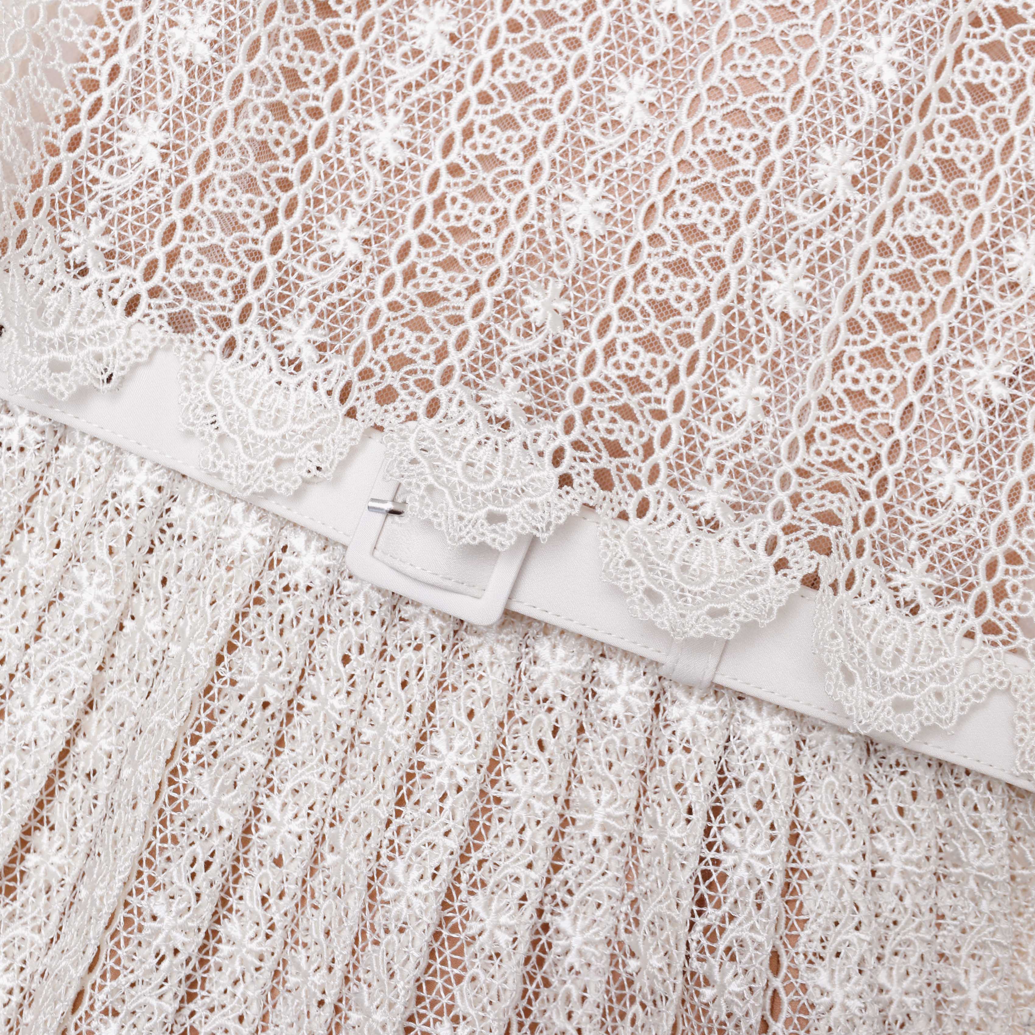 Cream Organza Lace Mini Dress - Image 5