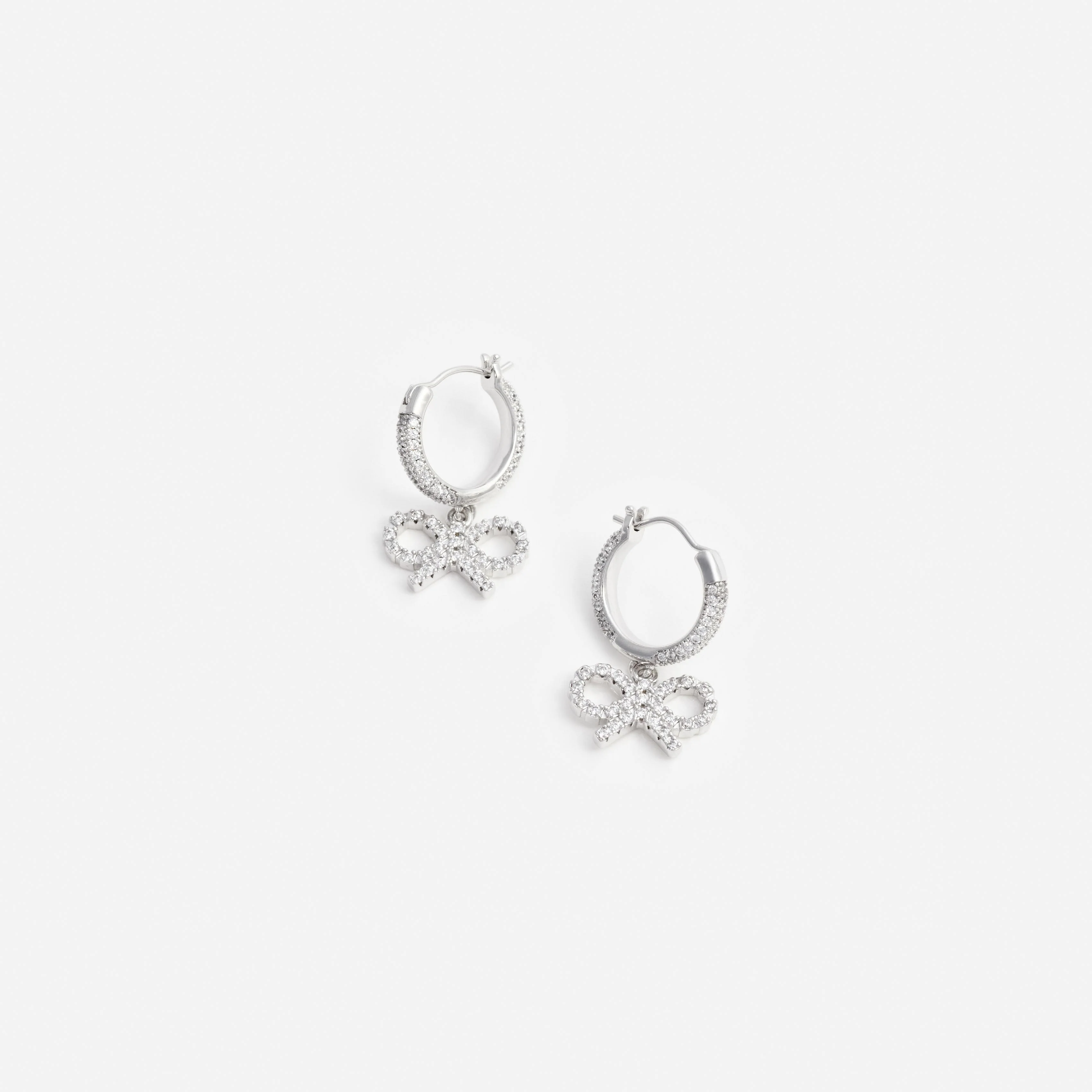 Crystal Bow Hoop Earrings