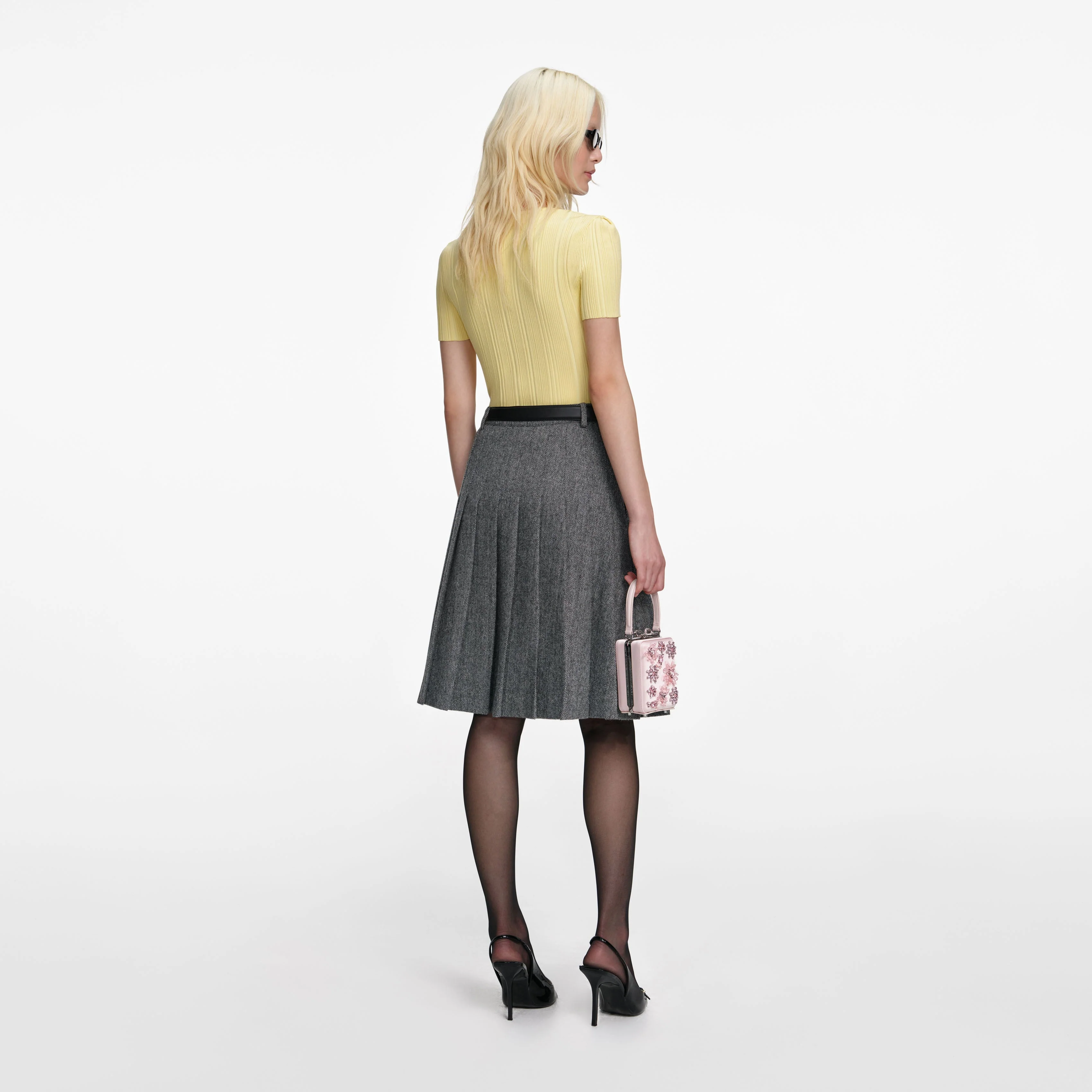 Yellow Contrast Lace Knit Top - Image 3