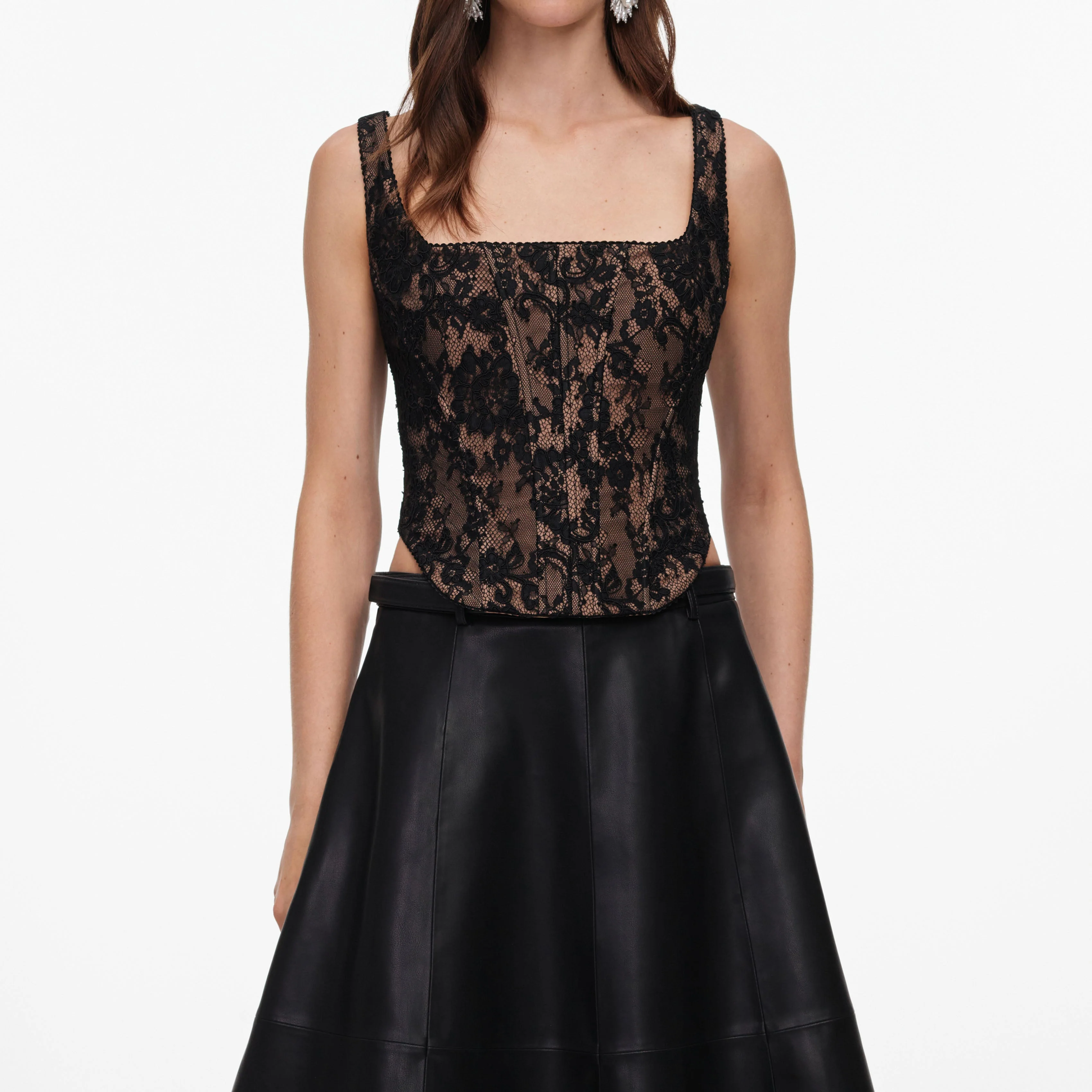 Black Faux Leather Midi Skirt - Image 4