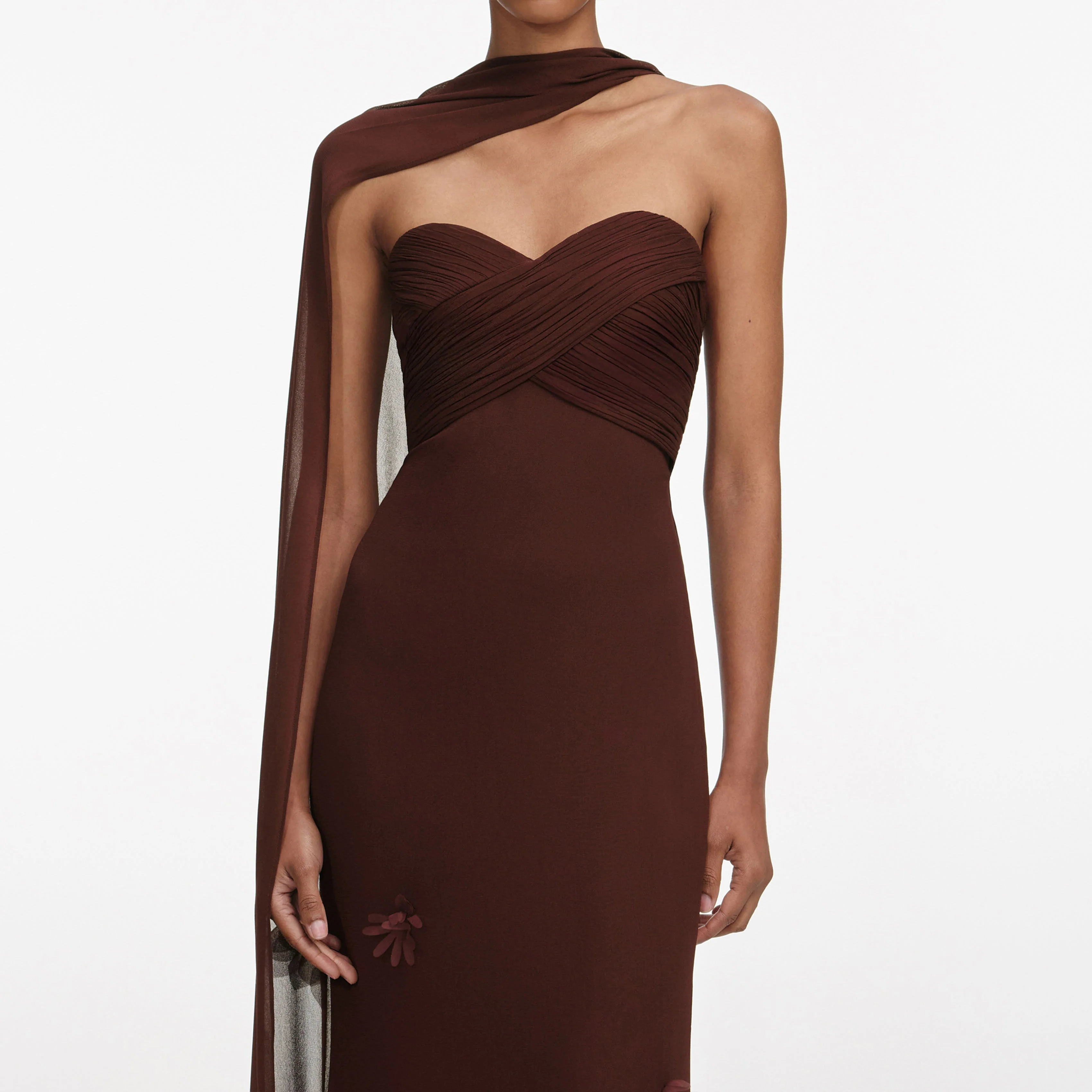 Brown Georgette Flower Maxi Dress - Image 4