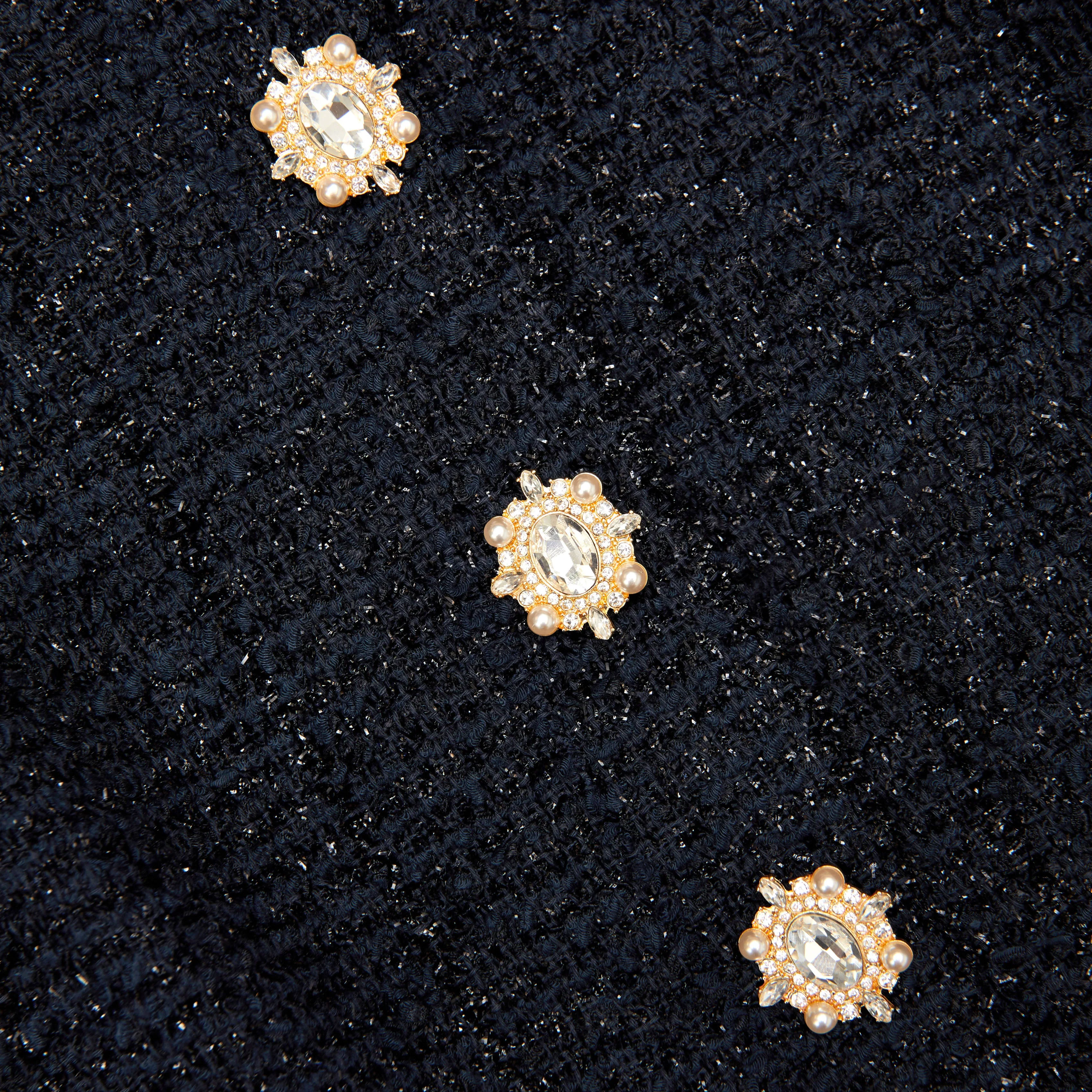Navy Boucle Sleeveless Mini Dress - Image 5