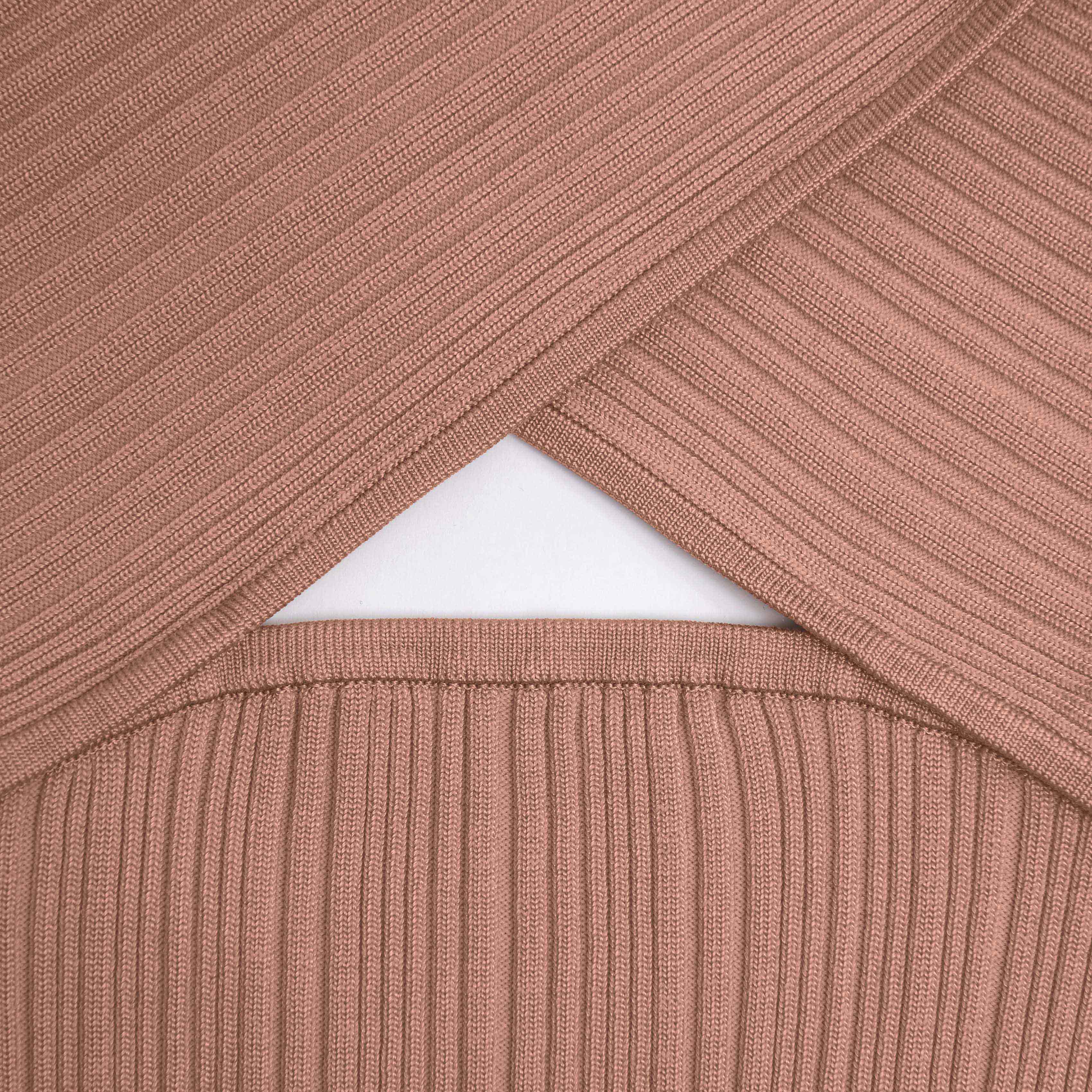 Beige Ribbed Knit Wrap Top - Image 5