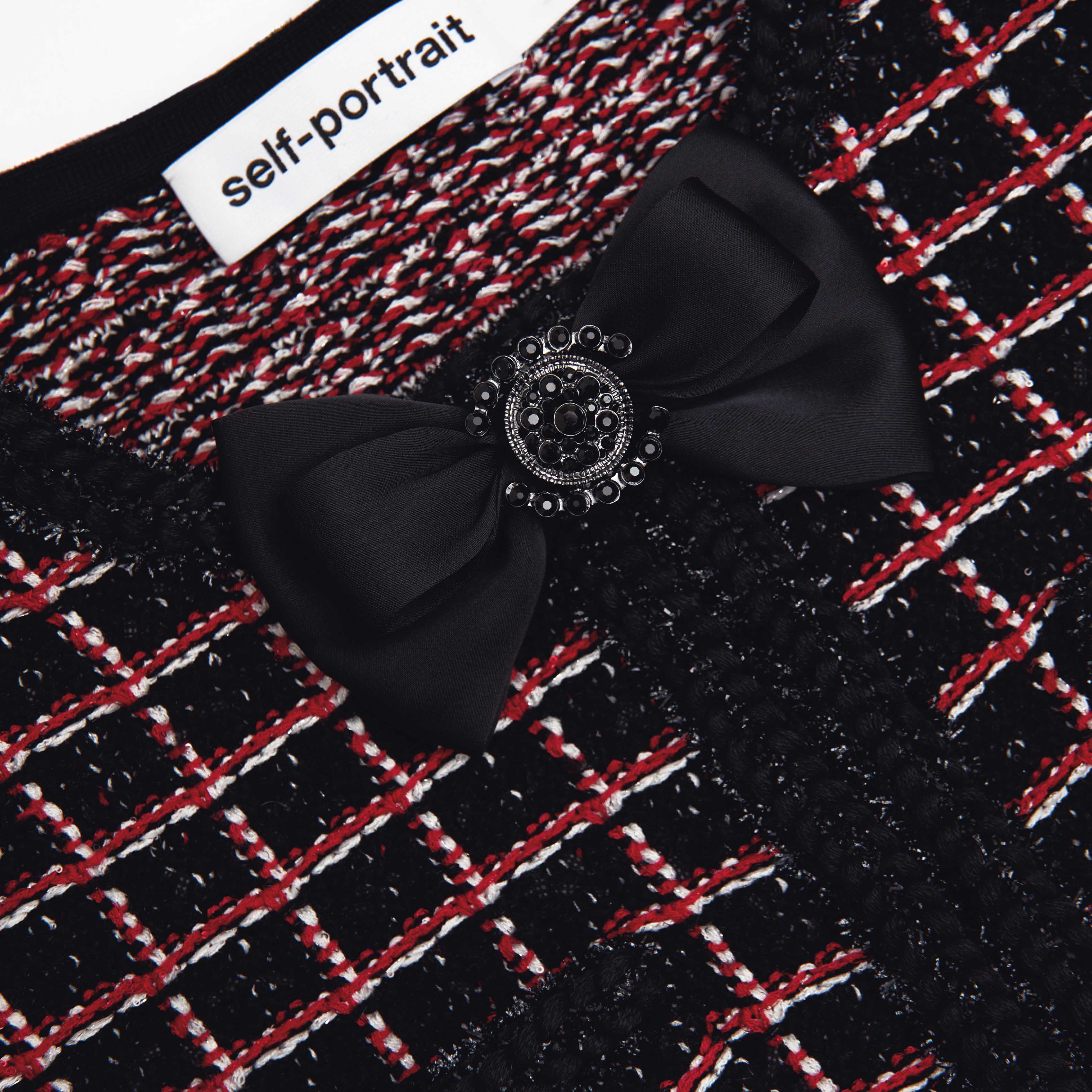Black And Red Check Knit Mini Dress - Image 5