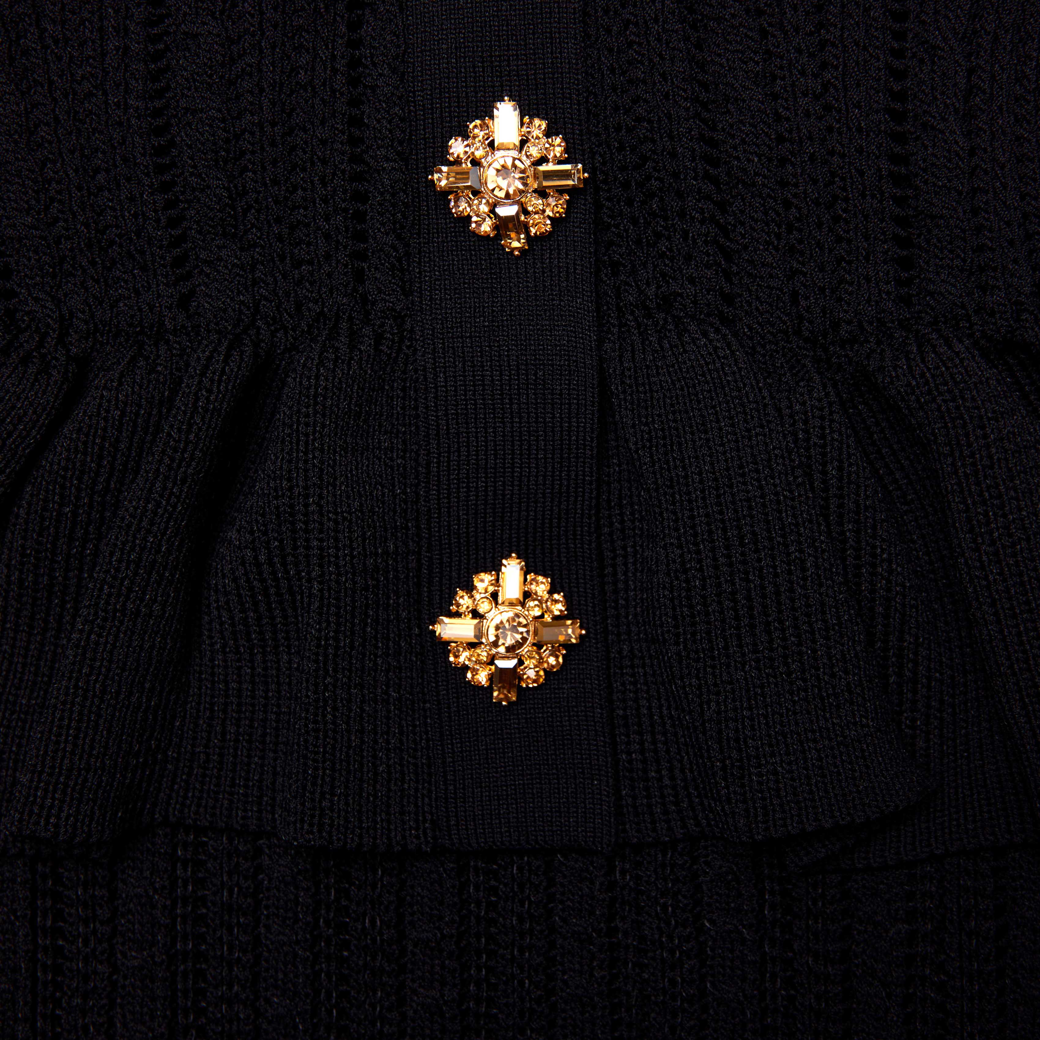 Black Knit Peplum Midi Dress - Image 6
