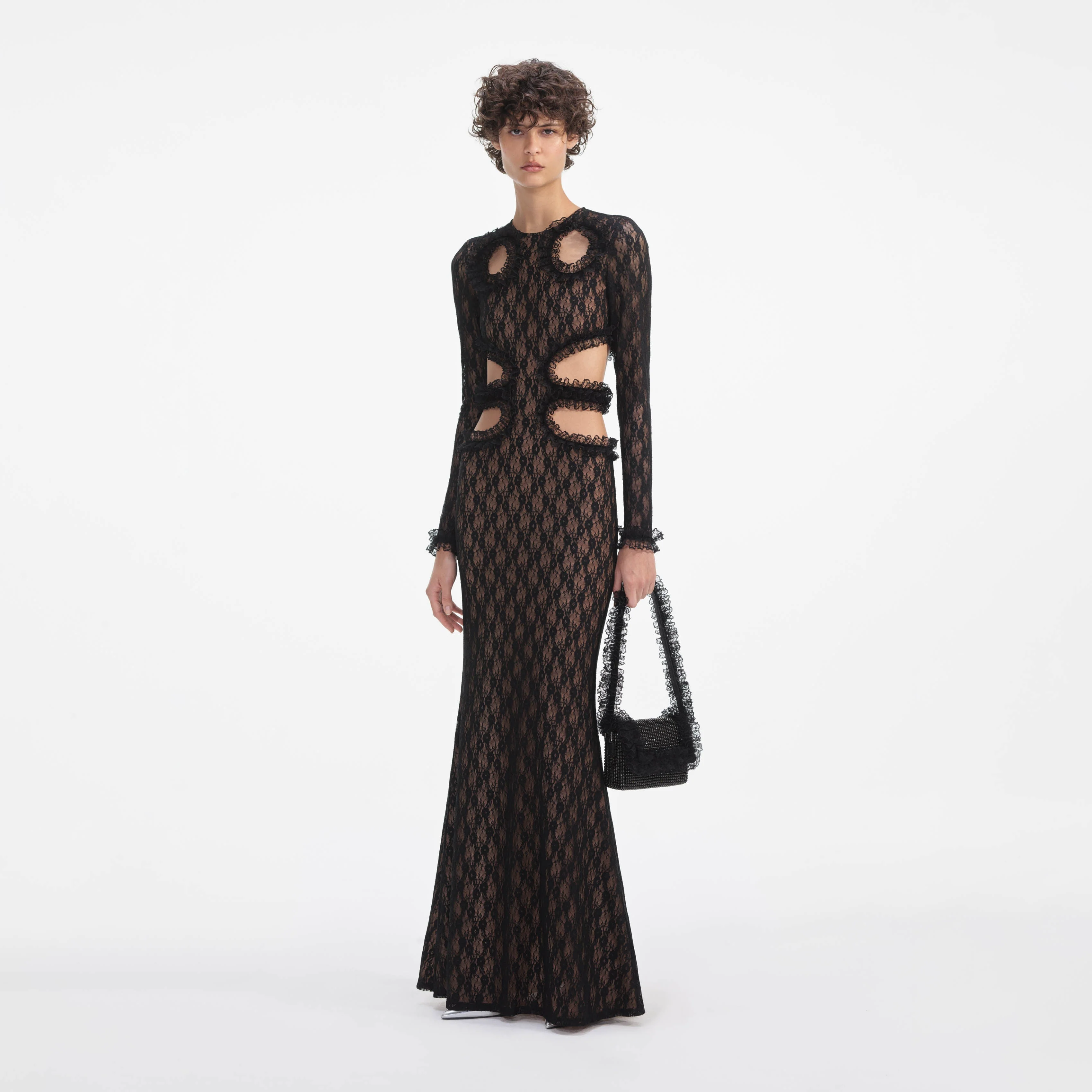 Black Lace Cut Out Maxi Dress - Image 2